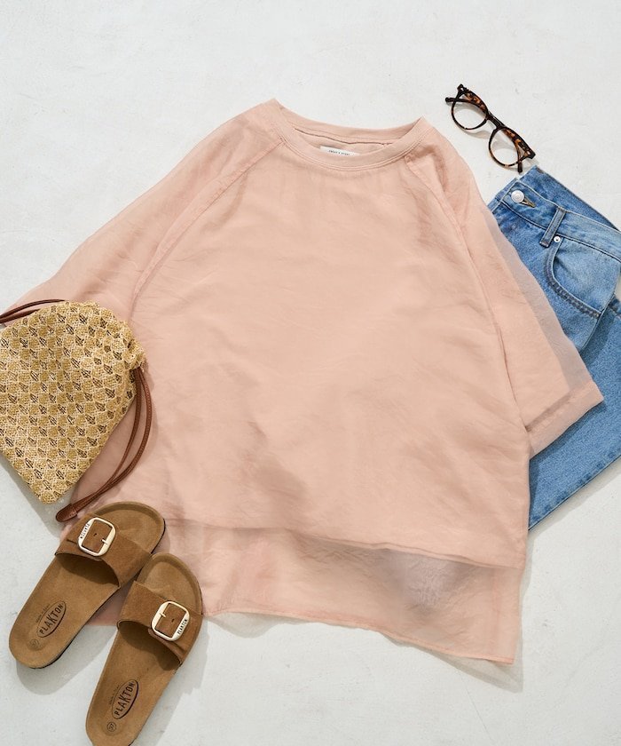 【フリークスストア/FREAK'S STORE】の限定展開 オーガンジー × カットソー 重ね ラグラン 半袖 Tシャツ インテリア・キッズ・メンズ・レディースファッション・服の通販 founy(ファニー) 　ファッション　Fashion　レディースファッション　Fashion for Women　トップス・カットソー　Cut & Sew Tops　シャツ・ブラウス・オフィスカジュアル　Elegant Blouses & Button-Ups　ロングTシャツ・Tシャツ　Longline T-Shirts & Tees　カットソー・ベーシックTシャツ　Cut-and-Sewn Tops / Stretch Tees & Basics　2026年　2026　オーガンジー　Organza Fabric　カットソー　Cut and Sewn Top　シアー　Sheer, See-Through　スリーブ　Sleeve, Long Sleeve / Short Sleeve　トレンド　Trend, Trending Now　バランス　Balance, Style Balance　エレガント 上品　Elegant　半袖　Short Sleeve, Half Sleeve　夏　Summer　S/S・春夏　SS, Spring/Summer, Warm Season　コーラルピンク|ID: prp329100004933462 ipo3291000000037029818