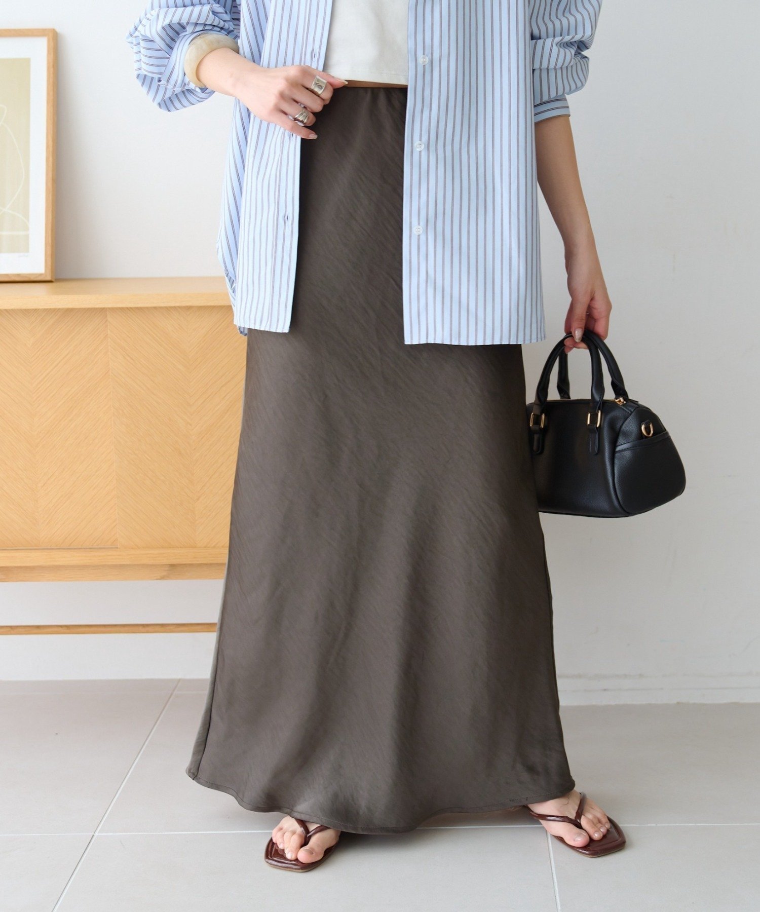 【チャオパニックティピー/CIAOPANIC TYPY】の【-3kg見え/14色展開】スタイルアップサテンスカート インテリア・キッズ・メンズ・レディースファッション・服の通販 founy(ファニー) 　ファッション　Fashion　レディースファッション　Fashion for Women　スカート　Skirts　サテン　Satin, Glossy Fabric　シンプル　Simple, Minimal　とろみ　Fluid, Flowy Fabric　バランス　Balance, Style Balance　おすすめ　Recommended / Our Picks　エレガント 上品　Elegant　チャコールグレー|ID: prp329100004933464 ipo3291000000037029839