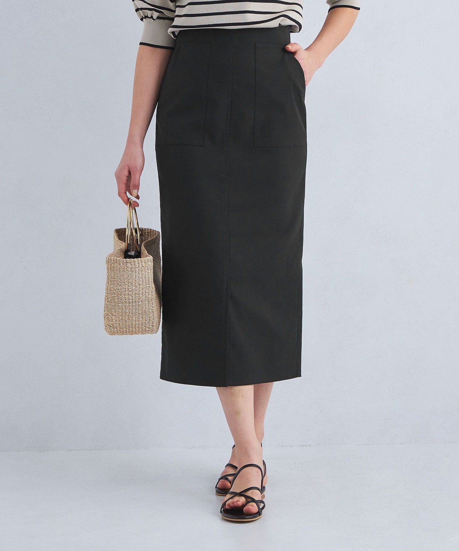 【ユナイテッドアローズ/UNITED ARROWS】のsize SHORTあり キチントボトムス Iライン スリム タイト スカート インテリア・キッズ・メンズ・レディースファッション・服の通販 founy(ファニー) 　ファッション　Fashion　レディースファッション　Fashion for Women　スカート　Skirts　カットソー　Cut and Sewn Top　ギンガム　Gingham, Gingham Fabric　ジャケット　Jacket, Outerwear　ストレッチ　Stretch, Stretchy Fabric　ストレート　Straight, Straight Cut　スリム　Slim, Slim Fit　チェック　Check, Plaid, Tartan　フロント　Front, Front Design　ポケット　Pocket, Pocket Detail　ロング　Long, Long-Length　アウトレット　Outlet / Clearance　おすすめ　Recommended / Our Picks　BLACK|ID: prp329100004933467 ipo3291000000037029856