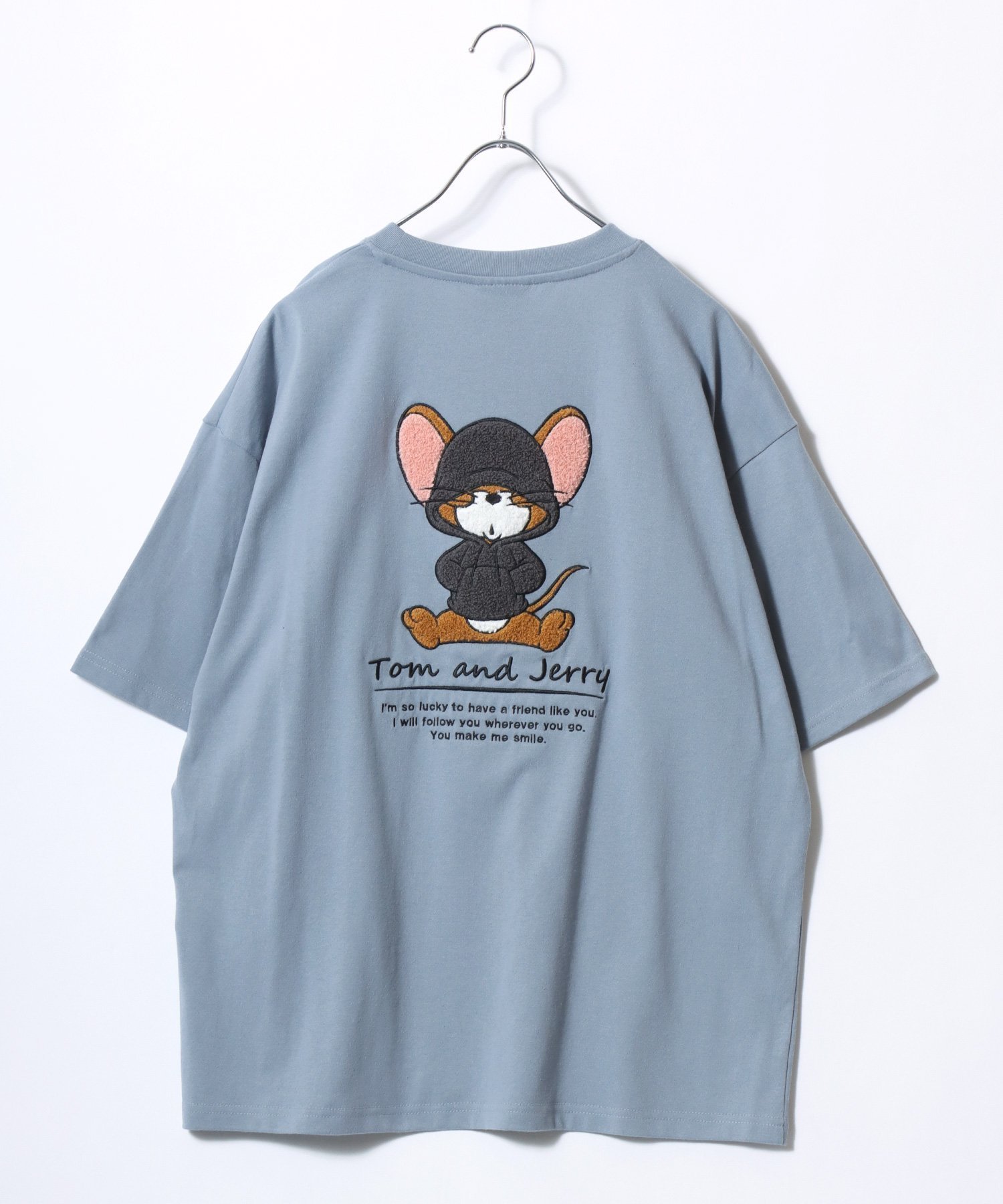 【マルカワ/MARUKAWA】のTom and Jerry トムとジェリー Tシャツ メンズ オーバーサイズ ワンポイント サガラ刺繍 半袖 ティーシャツ レディース ユニセックス インテリア・キッズ・メンズ・レディースファッション・服の通販 founy(ファニー) 　ファッション　Fashion　レディースファッション　Fashion for Women　トップス・カットソー　Cut & Sew Tops　シャツ・ブラウス・オフィスカジュアル　Elegant Blouses & Button-Ups　ロングTシャツ・Tシャツ　Longline T-Shirts & Tees　インナー　Innerwear　カーゴパンツ　Cargo Pants, Utility Pants　カーディガン　Cardigan, Knitwear　キャップ　Cap, Baseball Cap　コンビ　Combo, Combination Style　サロペット　Overalls, Salopette　シアー　Sheer, See-Through　シフォン　Chiffon, Lightweight Fabric　ショルダー　Shoulder, Shoulder Strap　シンプル　Simple, Minimal　ジャケット　Jacket, Outerwear　ジーンズ　Jeans, Denim Pants　スニーカー　Sneakers, Trainers　スポーツ　Sports, Activewear　ダメージ　Distressed, Destroyed　チュール　Tulip, Tulip Motif　ツイード　Twill, Twill Weave　デニム　Denim, Jeans Material　トレンド　Trend, Trending Now　ネコ　Cat, Feline Motif　パーカー　Hoodie, Parka　ビッグ　Big, Oversized　ビンテージ　Vintage, Retro Style　フロント　Front, Front Design　ブルゾン　Blouson, Bomber Jacket　ブルー系その他2|ID: prp329100004933491 ipo3291000000037029970