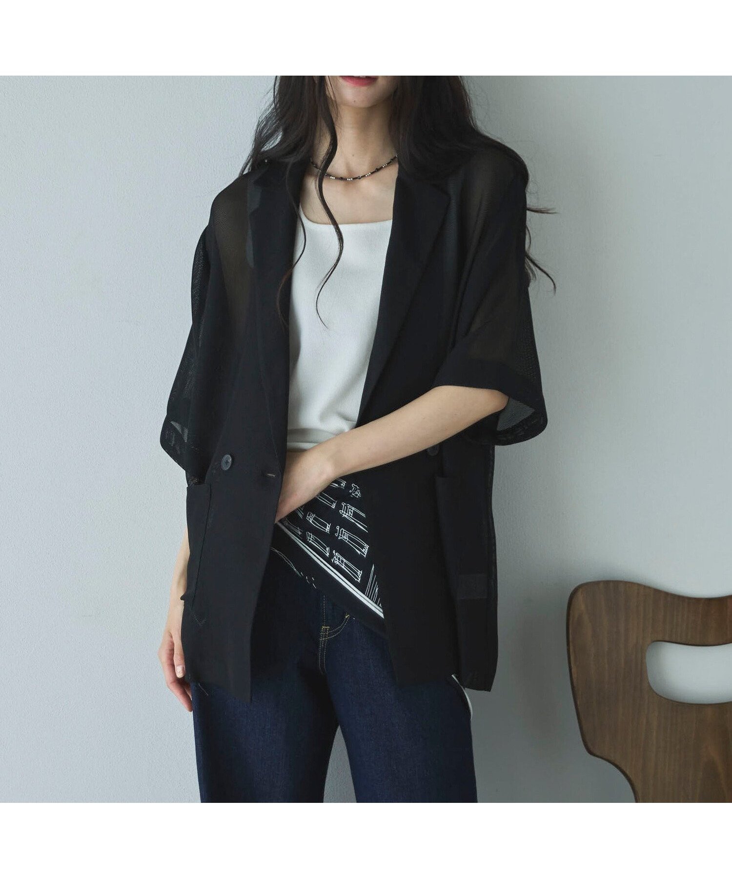 【ドゥ アルシーヴ/Doux archives】のメッシュ半袖ジャケット インテリア・キッズ・メンズ・レディースファッション・服の通販 founy(ファニー) 　ファッション　Fashion　レディースファッション　Fashion for Women　アウター　Coat / Outerwear Collection　レディースジャケット・軽アウター　Jackets　インナー　Innerwear　切替　Switching, Contrast Panel　シアー　Sheer, See-Through　ジャケット　Jacket, Outerwear　人気　Popular, Best Seller　半袖　Short Sleeve, Half Sleeve　メッシュ　Mesh, Net Fabric　夏　Summer　BLACK|ID: prp329100004933513 ipo3291000000037030052