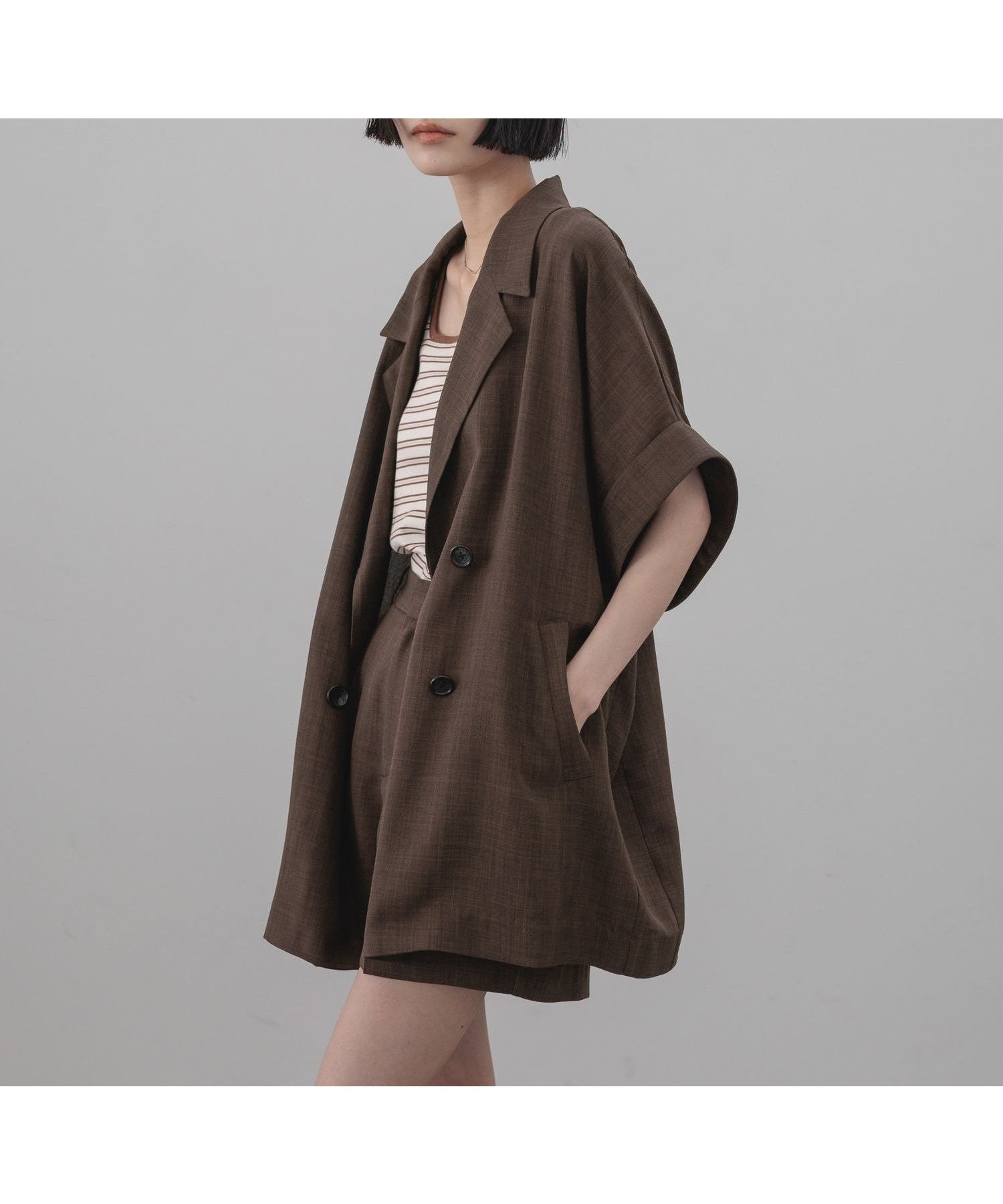 【ローリーズファーム/LOWRYS FARM】のバスケットダブルジャケット インテリア・キッズ・メンズ・レディースファッション・服の通販 founy(ファニー) 　ファッション　Fashion　レディースファッション　Fashion for Women　アウター　Coat / Outerwear Collection　レディースジャケット・軽アウター　Jackets　おすすめ　Recommended / Our Picks　クール　Cool, Chic　ショート　Short, Short Length　セットアップ　Set-Up, Coordinated Outfit　タイトスカート　Pencil Skirt, Tight Skirt　ダブル　Double, Double-Breasted　バランス　Balance, Style Balance　ボトム　Bottoms, Lower Wear　ミドル　Middle Length, Mid Height　ブラウン58|ID: prp329100004933521 ipo3291000000037030086