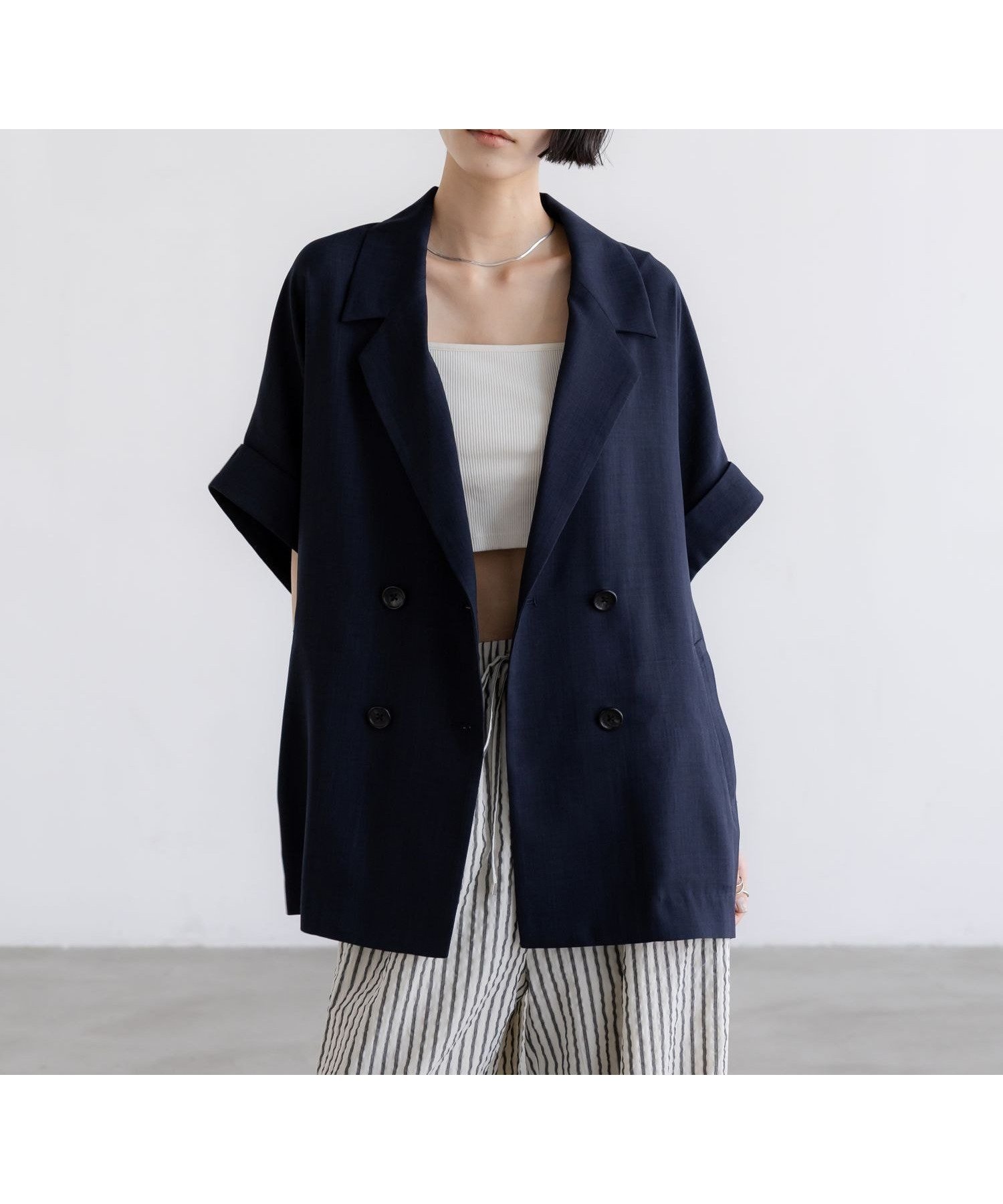 【ローリーズファーム/LOWRYS FARM】のバスケットダブルジャケット インテリア・キッズ・メンズ・レディースファッション・服の通販 founy(ファニー) 　ファッション　Fashion　レディースファッション　Fashion for Women　アウター　Coat / Outerwear Collection　レディースジャケット・軽アウター　Jackets　おすすめ　Recommended / Our Picks　クール　Cool, Chic　ショート　Short, Short Length　セットアップ　Set-Up, Coordinated Outfit　タイトスカート　Pencil Skirt, Tight Skirt　ダブル　Double, Double-Breasted　バランス　Balance, Style Balance　ボトム　Bottoms, Lower Wear　ミドル　Middle Length, Mid Height　ネイビー88|ID: prp329100004933521 ipo3291000000037030087