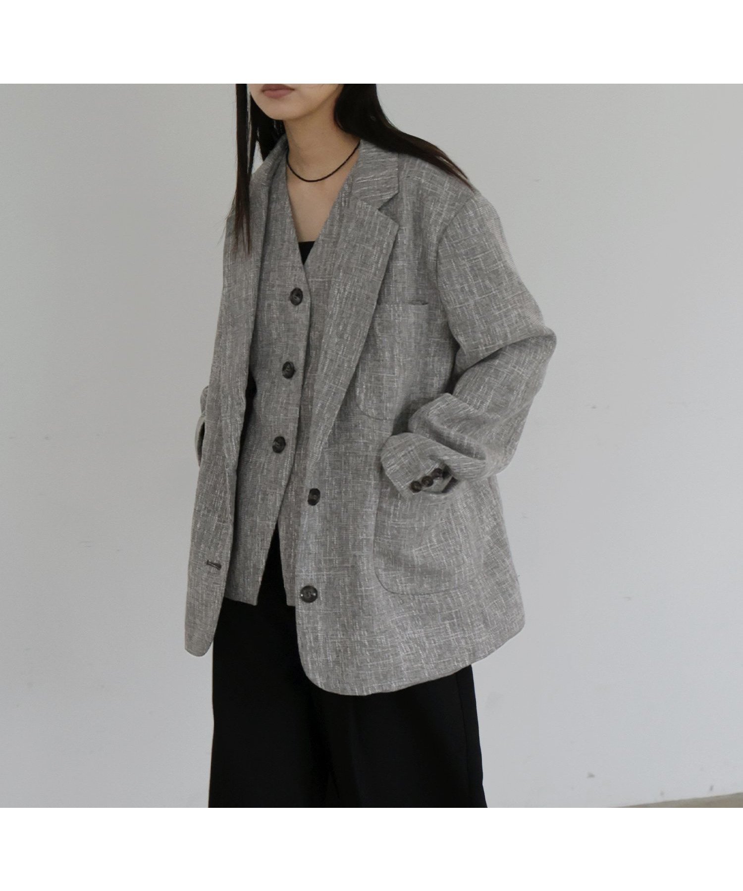 【ヘラム/hellam】のサマーツイードジャケット インテリア・キッズ・メンズ・レディースファッション・服の通販 founy(ファニー) 　ファッション　Fashion　レディースファッション　Fashion for Women　アウター　Coat / Outerwear Collection　レディースジャケット・軽アウター　Jackets　セットアップ　Set-Up, Coordinated Outfit　グレー|ID: prp329100004933523 ipo3291000000037030096