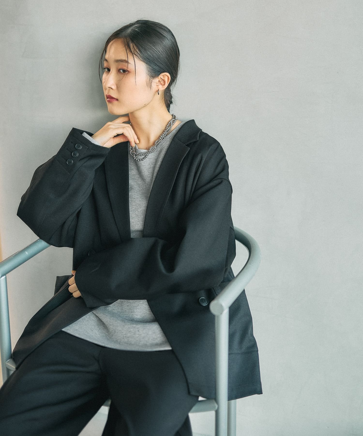 【レプシィム ローリーズファーム/LEPSIM LOWRYS FARM】のWブレストジャケット インテリア・キッズ・メンズ・レディースファッション・服の通販 founy(ファニー) 　ファッション　Fashion　レディースファッション　Fashion for Women　アウター　Coat / Outerwear Collection　レディースジャケット・軽アウター　Jackets　おすすめ　Recommended / Our Picks　サテン　Satin, Glossy Fabric　ジャケット　Jacket, Outerwear　セットアップ　Set-Up, Coordinated Outfit　デニム　Denim, Jeans Material　ワイド　Wide, Wide Fit　ブラック09|ID: prp329100004933532 ipo3291000000037030134