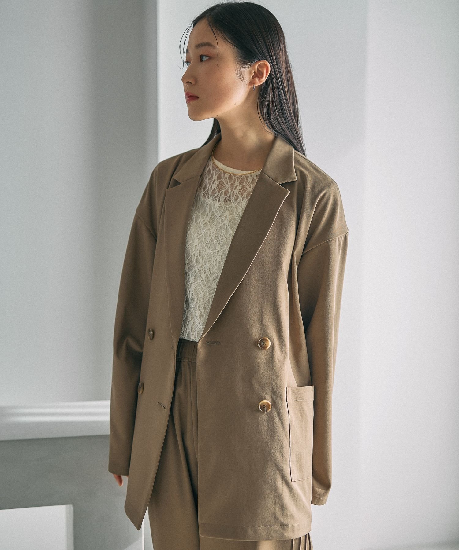 【レプシィム ローリーズファーム/LEPSIM LOWRYS FARM】のWブレストジャケット インテリア・キッズ・メンズ・レディースファッション・服の通販 founy(ファニー) 　ファッション　Fashion　レディースファッション　Fashion for Women　アウター　Coat / Outerwear Collection　レディースジャケット・軽アウター　Jackets　おすすめ　Recommended / Our Picks　サテン　Satin, Glossy Fabric　ジャケット　Jacket, Outerwear　セットアップ　Set-Up, Coordinated Outfit　デニム　Denim, Jeans Material　ワイド　Wide, Wide Fit　モカーキ53|ID: prp329100004933532 ipo3291000000037030136