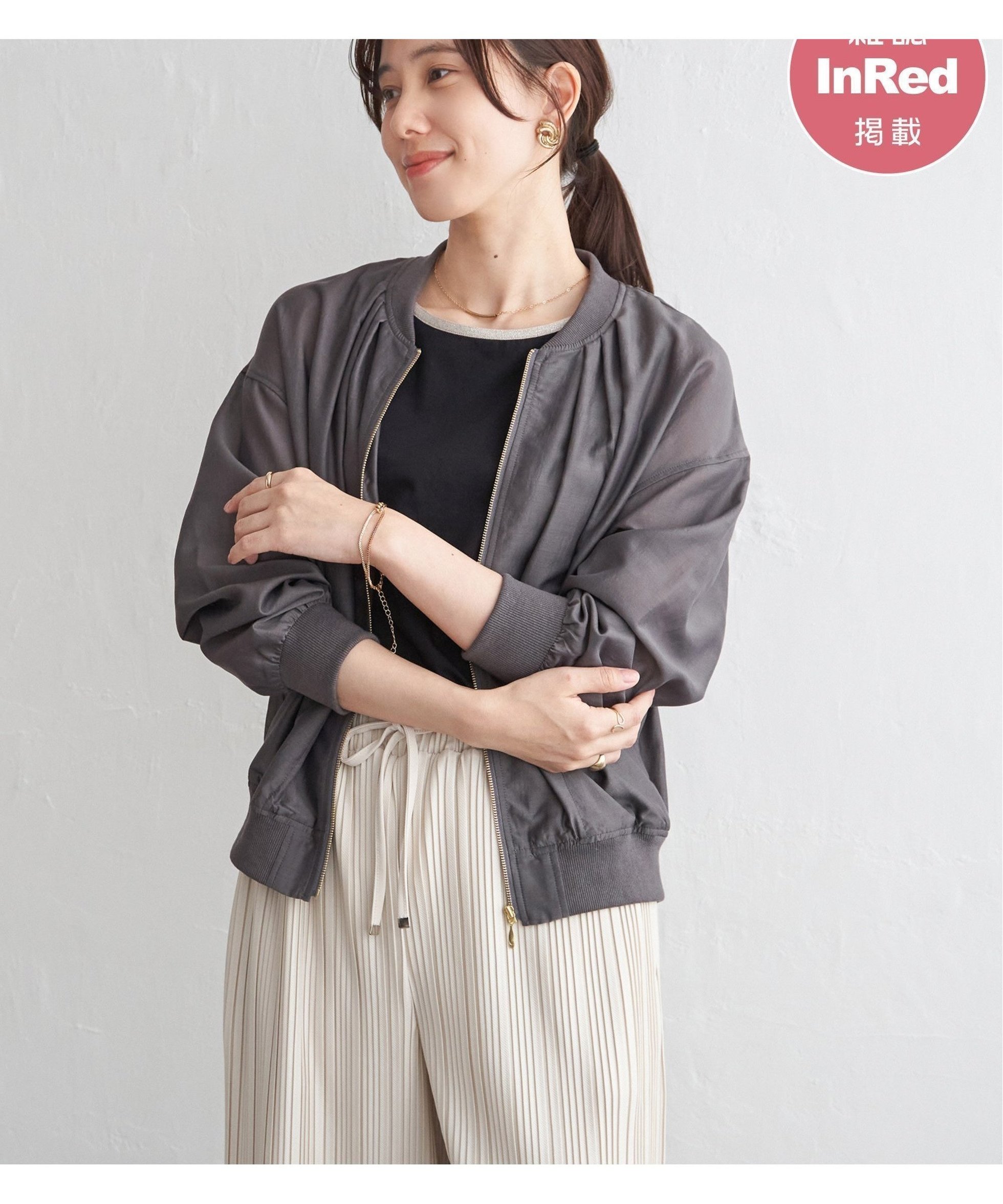 【イッカ/ikka】の【雑誌InRed5月号掲載】シアーリブブルゾン インテリア・キッズ・メンズ・レディースファッション・服の通販 founy(ファニー) 　雑誌掲載アイテム　Magazine Picks & Fashion Features　ファッション雑誌　Fashion Magazines　インレッド　InRed　ファッション　Fashion　レディースファッション　Fashion for Women　アウター　Coat / Outerwear Collection　ブルゾンジャケット・スポーティアウター　Blouson Jackets　5月号　May Issue　シアー　Sheer, See-Through　バランス　Balance, Style Balance　ブルゾン　Blouson, Bomber Jacket　雑誌　Magazine, Fashion Magazine　チャコール|ID: prp329100004933534 ipo3291000000037030143