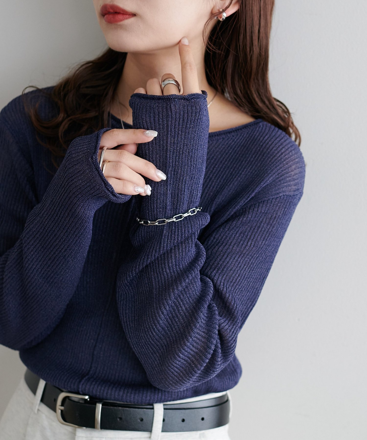 【ディスコート/Discoat】の【インナー使いにも◎/WEB限定】ラメリブショートプルオーバー インテリア・キッズ・メンズ・レディースファッション・服の通販 founy(ファニー) 　ファッション　Fashion　レディースファッション　Fashion for Women　トップス・カットソー　Cut & Sew Tops　カジュアルプルオーバー・ニットトップス　Pullovers & Knit Tops / Casual Pullovers　インナー　Innerwear　シンプル　Simple, Minimal　ジャケット　Jacket, Outerwear　スウェット / スエット　Sweatshirt, Sweatwear　スラックス　Slacks, Dress Pants　デニム　Denim, Jeans Material　プリーツ　Pleats, Pleated　ロング　Long, Long-Length　ワイド　Wide, Wide Fit　春　Spring　ネイビー|ID: prp329100004933541 ipo3291000000037030185