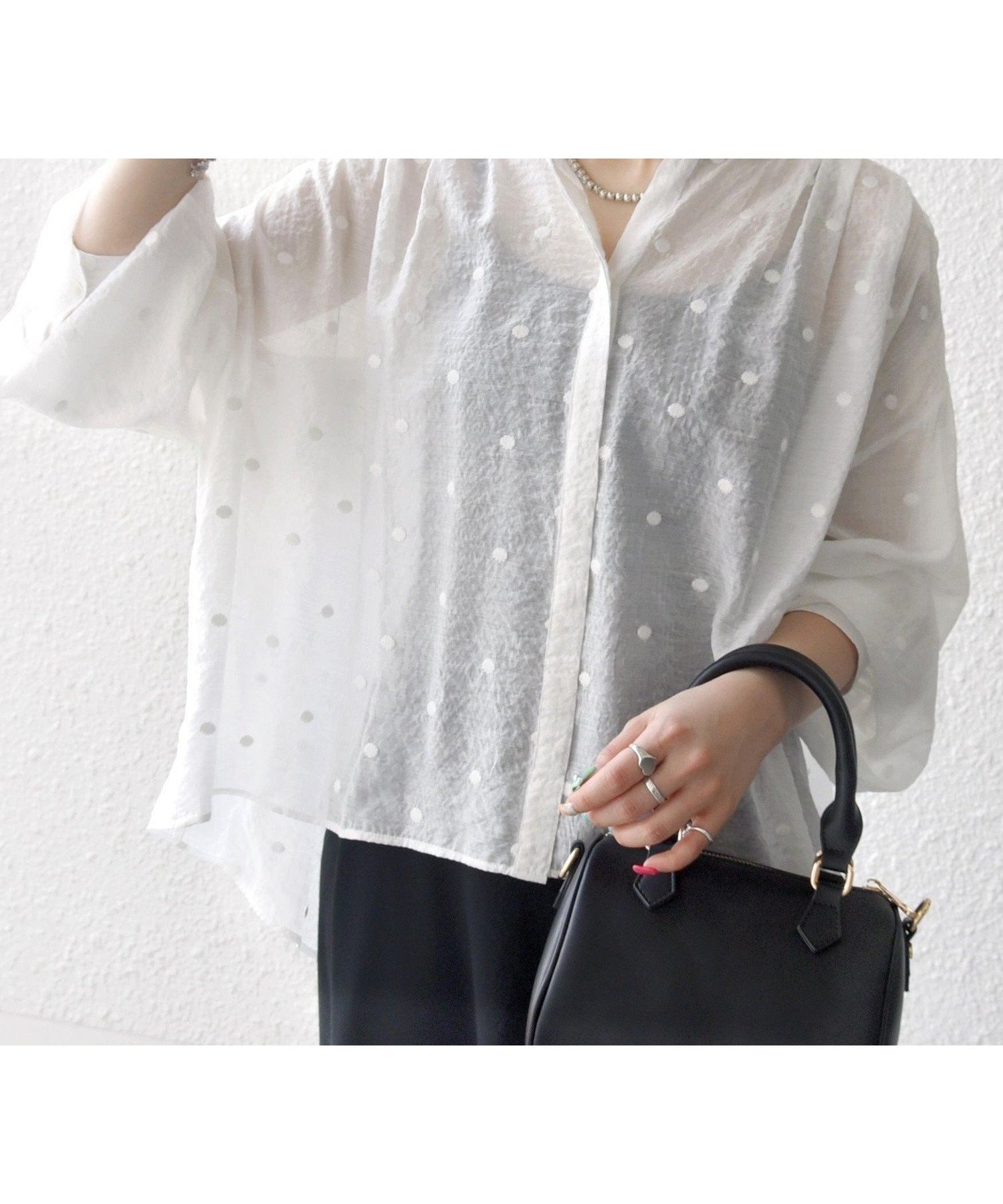 【シップス フォー ウィメン/SHIPS】のSHIPS any 手洗い可能 シアー ドット レギュラーカラー ギャザー シャツ 人気、トレンドファッション・服の通販 founy(ファニー) 　ファッション　Fashion　レディースファッション　Fashion for Women　トップス・カットソー　Cut & Sew Tops　シャツ・ブラウス・オフィスカジュアル　Elegant Blouses & Button-Ups　インナー　Innerwear　洗える　Machine Washable　キャミソール　Camisole, Spaghetti Strap Top　ギャザー　Gathered, Ruffled　シアー　Sheer, See-Through　シャドー　Shadow, Subtle Pattern　ストライプ　Stripe, Striped Pattern　タンク　Tank Top, Sleeveless Top　タートルネック　Turtleneck, High Neck　ツイード　Twill, Twill Weave　ドット　Polka Dot, Dot Pattern　フェミニン　Feminine, Girly　ボトム　Bottoms, Lower Wear　レギュラー　Regular, Standard Fit　おすすめ　Recommended / Our Picks　2026年　2026　 other-1|ID: prp329100004933550 ipo3291000000037030228