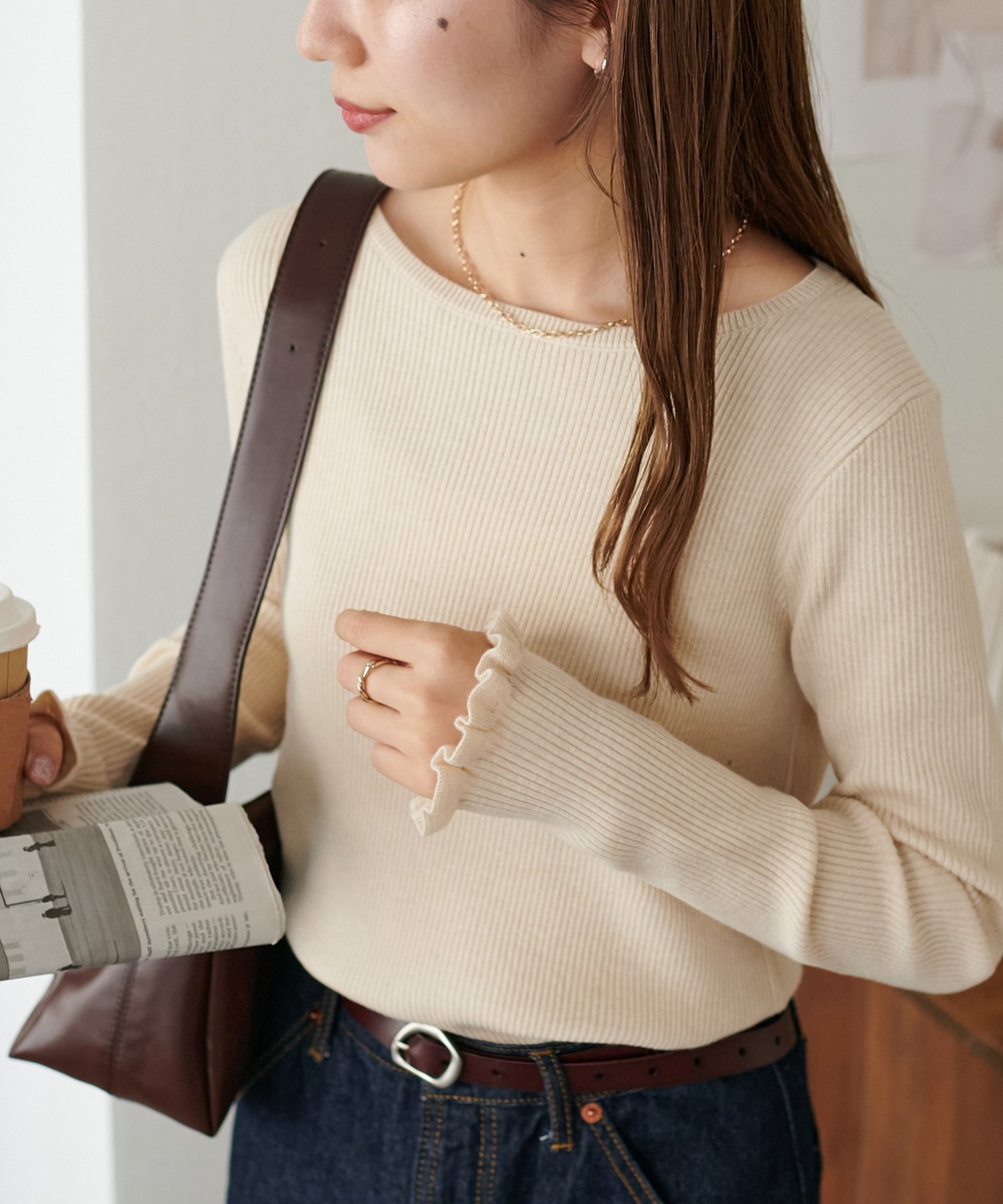 【ディスコート/Discoat】の【着回し力◎/手洗い可能】袖口フリルプルオーバー《WEB限定》 インテリア・キッズ・メンズ・レディースファッション・服の通販 founy(ファニー) 　ファッション　Fashion　レディースファッション　Fashion for Women　トップス・カットソー　Cut & Sew Tops　カジュアルプルオーバー・ニットトップス　Pullovers & Knit Tops / Casual Pullovers　おすすめ　Recommended / Our Picks　インナー　Innerwear　キャミワンピース　Cami Dress, Slip Dress　シンプル　Simple, Minimal　ジャケット　Jacket, Outerwear　フリル　Frill, Ruffle　ベロア　Velour, Soft Velvet　リブニット　Rib Knit, Ribbed Knit　アイボリー|ID: prp329100004933552 ipo3291000000037030249