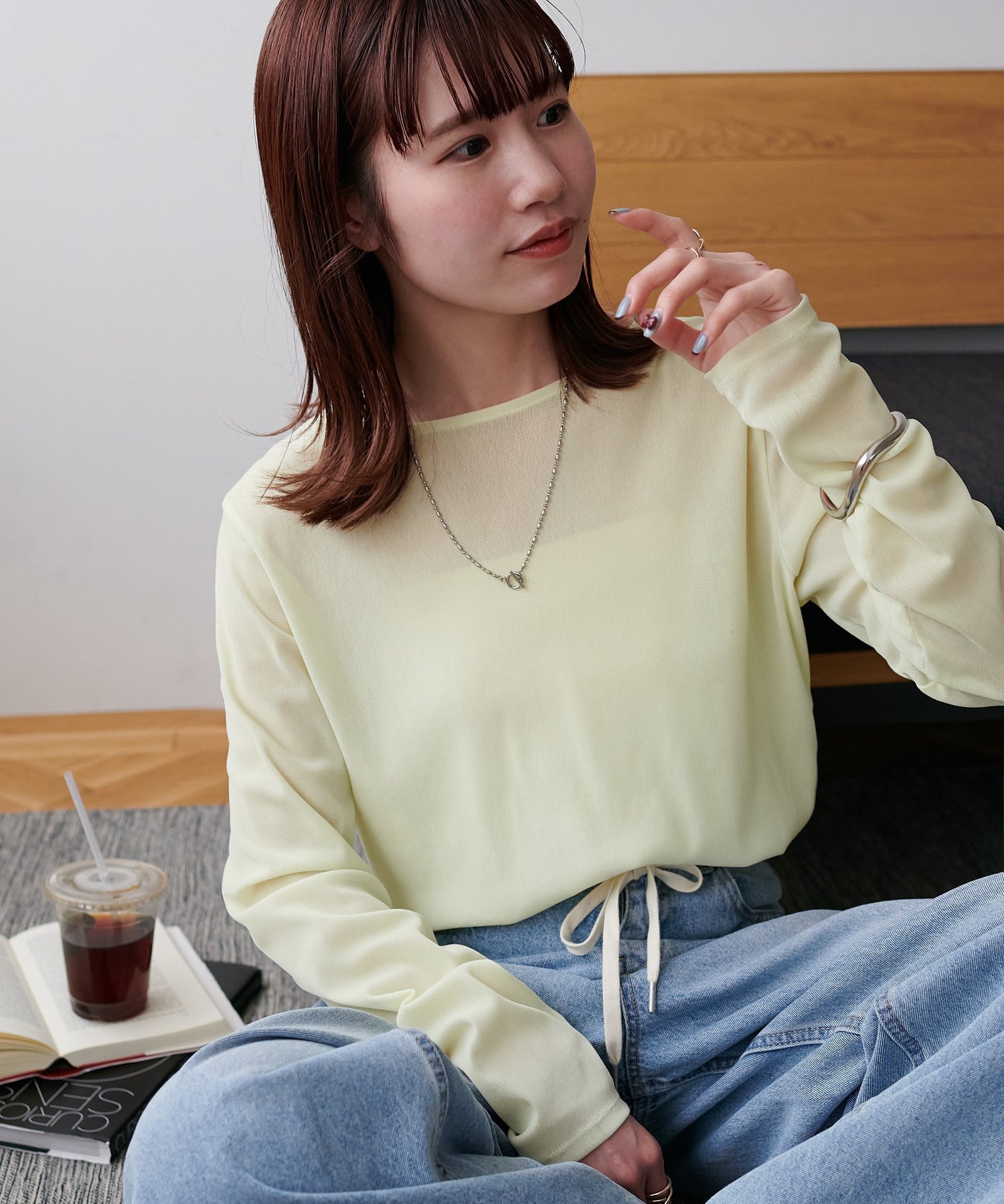 【ディスコート/Discoat】の【リピーター続出!】フロッキーメッシュロングスリーブ《WEB限定カラーあり》 インテリア・キッズ・メンズ・レディースファッション・服の通販 founy(ファニー) 　ファッション　Fashion　レディースファッション　Fashion for Women　インナー　Innerwear　キャミワンピース　Cami Dress, Slip Dress　シアー　Sheer, See-Through　シンプル　Simple, Minimal　スウェット / スエット　Sweatshirt, Sweatwear　スラックス　Slacks, Dress Pants　デニム　Denim, Jeans Material　人気　Popular, Best Seller　ベスト　Vest, Waistcoat　ベロア　Velour, Soft Velvet　メッシュ　Mesh, Net Fabric　リラックス　Relax, Relaxed Fit　おすすめ　Recommended / Our Picks　エレガント 上品　Elegant　レモンイエロー|ID: prp329100004933555 ipo3291000000037030276