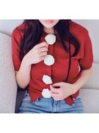 【スナイデル/SNIDEL】の【WEB限定/ROSE Collection】モチーフボタンニットカーディガン 人気、トレンドファッション・服の通販 founy(ファニー) ファッション Fashion レディースファッション Fashion for Women トップス・カットソー Cut & Sew Tops ニット Knit Tops & Sweaters カーディガン・羽織り Layered Style Cardigans おすすめ Recommended / Our Picks カーディガン Cardigan, Knitwear サテン Satin, Glossy Fabric スマート Smart, Elegant フロント Front, Front Design ブラウジング Blouson Silhouette, Cinched Waist モチーフ Motif, Design Theme ローズ Rose, Rose Motif thumbnail RED[046]|ID: prp329100004933556 ipo3291000000037030287