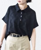 【シップス/SHIPS】の【WEB限定】 手洗い可能 シアー ジャカード ポロ 襟 ショート スリーブ プルオーバー ブラック|ID: prp329100004933557 ipo3291000000037309414