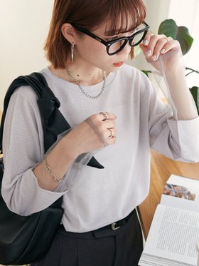 【ディスコート/Discoat】の【新色追加!/全16色展開】シアー袖切替プルオーバー≪WEB限定≫ 大人の最旬トレンドファッション＆コーディネート founy(ファウニー) ファッション Fashion レディースファッション Fashion for Women トップス・カットソー Cut & Sew Tops カジュアルプルオーバー・ニットトップス Pullovers & Knit Tops / Casual Pullovers インナー Innerwear シアー Sheer, See-Through シンプル Simple, Minimal ジャケット Jacket, Outerwear スリット Slit, Slit Detail 切替 Switching, Contrast Panel |ID:prp329100004933560