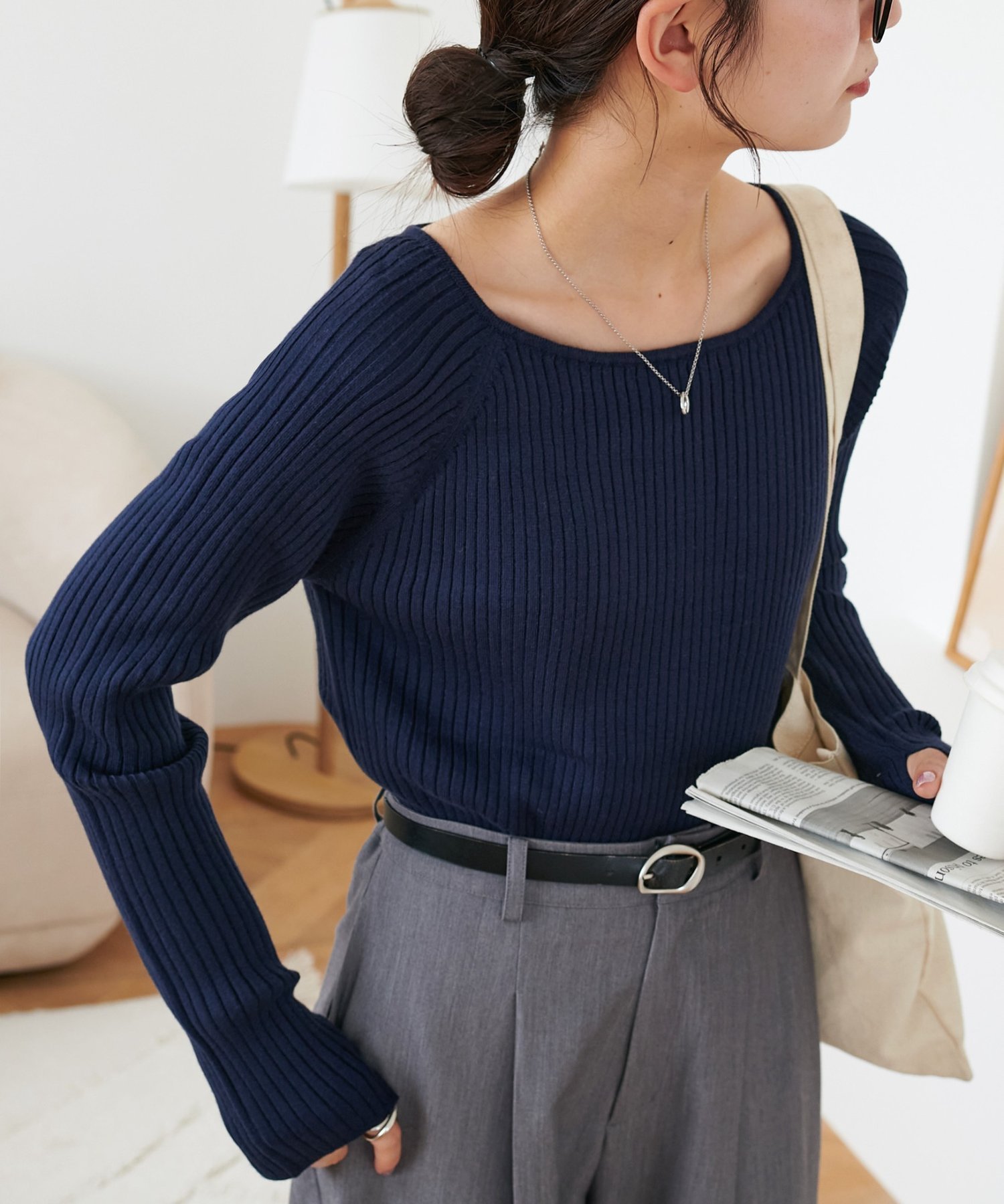 【ディスコート/Discoat】の【WEB限定】モチモチリブサムホールボートネック インテリア・キッズ・メンズ・レディースファッション・服の通販 founy(ファニー) 　ファッション　Fashion　レディースファッション　Fashion for Women　おすすめ　Recommended / Our Picks　インナー　Innerwear　キャミワンピース　Cami Dress, Slip Dress　クラシカル　Classical, Vintage-Inspired　サロペット　Overalls, Salopette　スラックス　Slacks, Dress Pants　デニム　Denim, Jeans Material　トレンド　Trend, Trending Now　ベーシック　Basic, Essential　リブニット　Rib Knit, Ribbed Knit　ネイビー|ID: prp329100004933561 ipo3291000000037030322