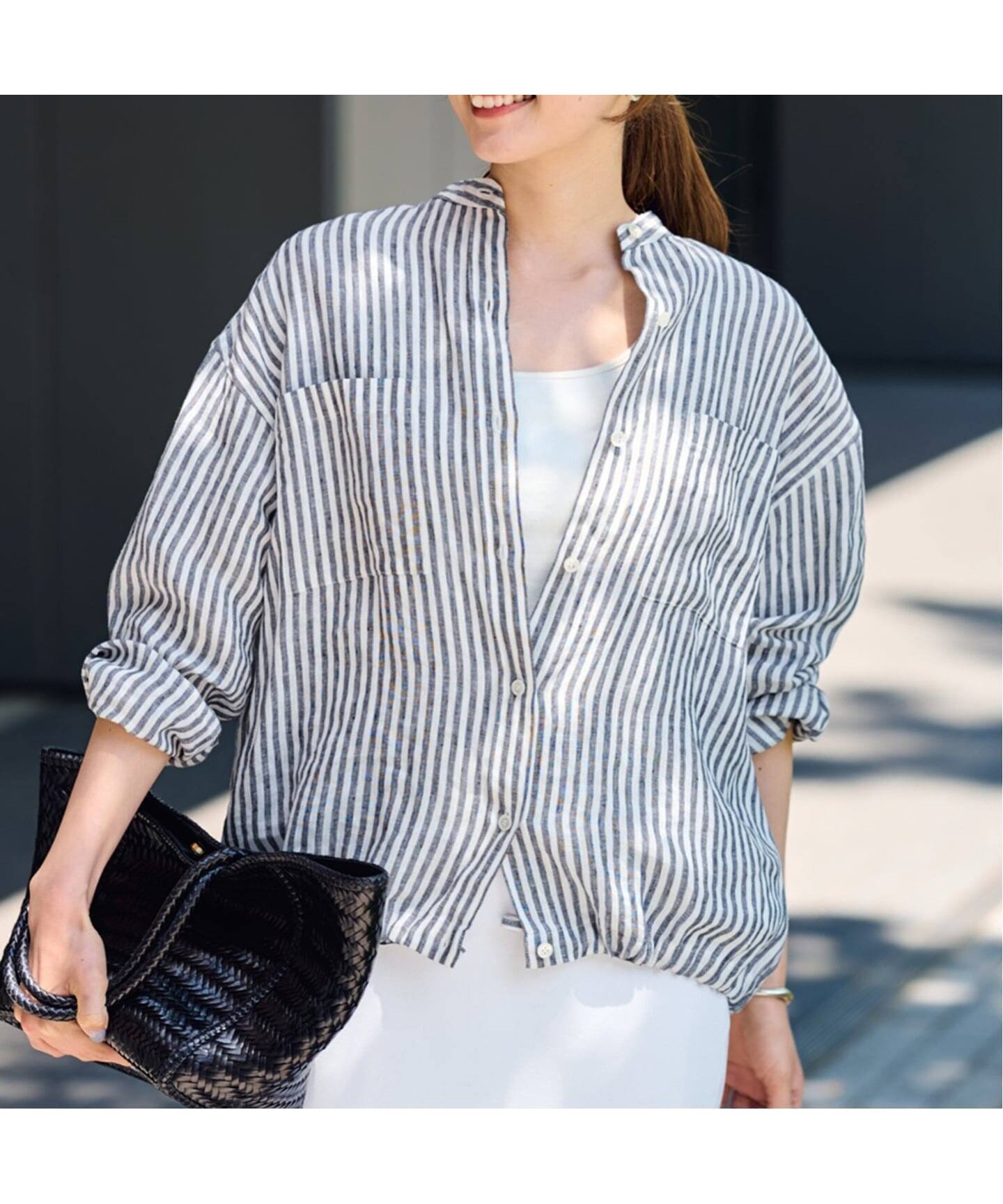 【フレームワーク/FRAMeWORK】の≪追加≫フレンチリネンドロストシャツ 2 インテリア・キッズ・メンズ・レディースファッション・服の通販 founy(ファニー) 　ファッション　Fashion　レディースファッション　Fashion for Women　トップス・カットソー　Cut & Sew Tops　シャツ・ブラウス・オフィスカジュアル　Elegant Blouses & Button-Ups　フランス　France, French　フレンチ　French, French Style　リネン　Linen, Linen Fabric　再入荷　Restock / Back in Stock　別注　Limited Edition, Custom Order　夏　Summer　羽織　Haori, Light Jacket　ネイビー|ID: prp329100004933567 ipo3291000000037030370