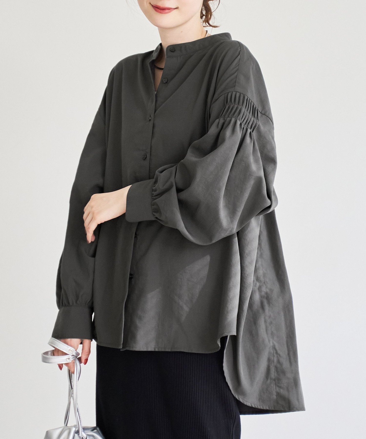 【コーエン/COEN】の【再入荷 / 新色追加】ピンタックバンドカラーブラウス インテリア・キッズ・メンズ・レディースファッション・服の通販 founy(ファニー) 　ファッション　Fashion　レディースファッション　Fashion for Women　トップス・カットソー　Cut & Sew Tops　シャツ・ブラウス・オフィスカジュアル　Elegant Blouses & Button-Ups　スウェット / スエット　Sweatshirt, Sweatwear　トレンド　Trend, Trending Now　羽織　Haori, Light Jacket　ヨーク　Yoke, Yoke Design　リラックス　Relax, Relaxed Fit　再入荷　Restock / Back in Stock　おすすめ　Recommended / Our Picks　夏　Summer　2026年　2026　DK.GRAY|ID: prp329100004933569 ipo3291000000037030378