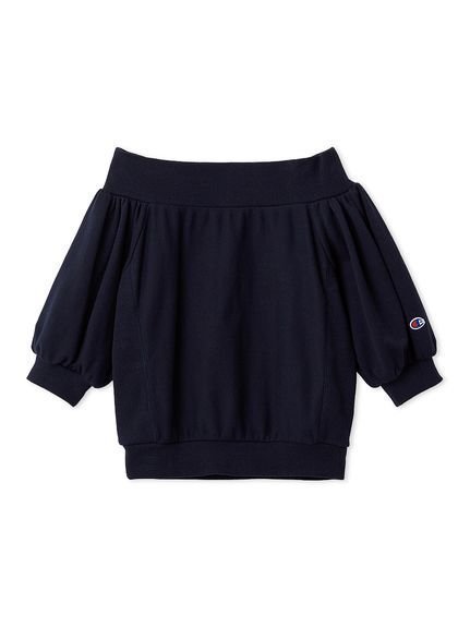 【フレイ アイディー/FRAY I.D】のChampion】パフスリーブオフショルスウェット インテリア・キッズ・メンズ・レディースファッション・服の通販 founy(ファニー) 　ファッション　Fashion　レディースファッション　Fashion for Women　トップス・カットソー　Cut & Sew Tops　レディースパーカー・カジュアルフーディー　Casual Hoodies & Sweatshirts　スウェット・クルーネックトップス　Sweatshirts & Crewnecks / Relaxed Fit Sweat Tops　ギャザー　Gathered, Ruffled　コレクション　Collection, Seasonal Line　スマート　Smart, Elegant　スリーブ　Sleeve, Long Sleeve / Short Sleeve　セットアップ　Set-Up, Coordinated Outfit　チェック　Check, Plaid, Tartan　デコルテ　Décolleté, Neckline　パターン　Pattern, Design Print　フェミニン　Feminine, Girly　NVY[089]|ID: prp329100004933570 ipo3291000000037030383