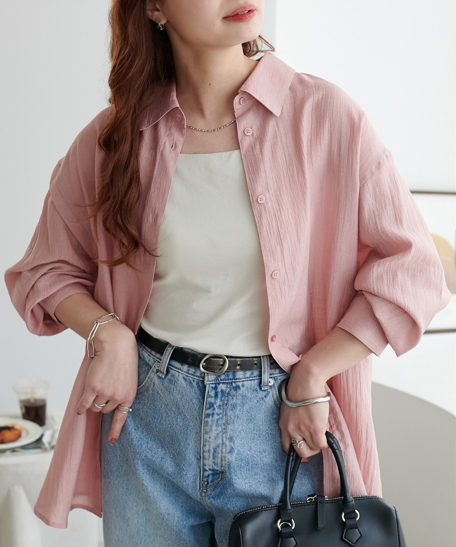 【ディスコート/Discoat】の【WEB限定】クレープビッグシャツ インテリア・キッズ・メンズ・レディースファッション・服の通販 founy(ファニー) 　ファッション　Fashion　レディースファッション　Fashion for Women　トップス・カットソー　Cut & Sew Tops　シャツ・ブラウス・オフィスカジュアル　Elegant Blouses & Button-Ups　ピンク|ID: prp329100004933573 ipo3291000000037030408
