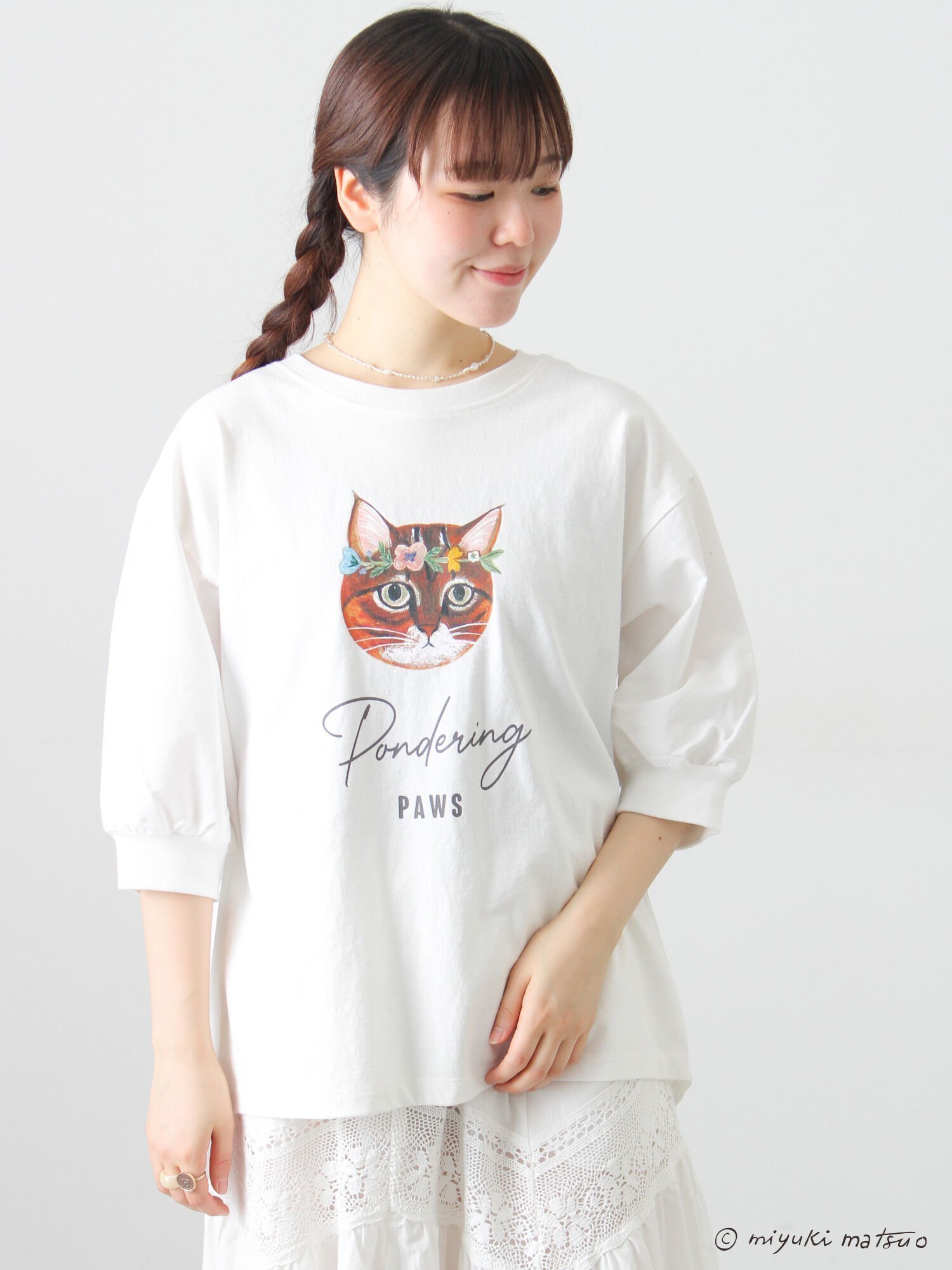 【サマンサモスモス/Samansa Mos2】の【miyuki matsuo*Samansa Mos2】別布切替T 人気、トレンドファッション・服の通販 founy(ファニー) 　ファッション　Fashion　レディースファッション　Fashion for Women　イラスト　Illustration　ギャザー　Gathered, Ruffled　切替　Switching, Contrast Panel　猫　Cat, Kitty　 other-1|ID: prp329100004933574 ipo3291000000037030409