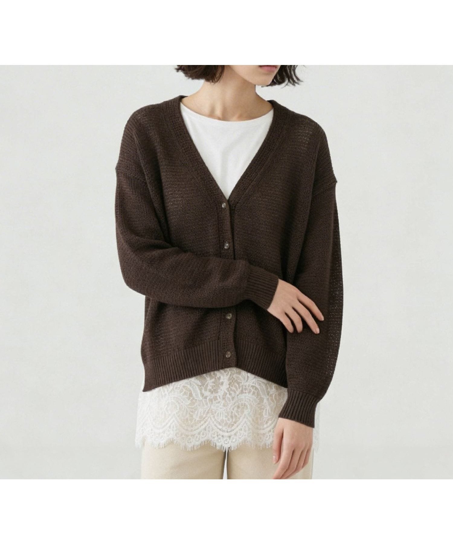 【グローバルワーク/GLOBAL WORK】のペーパーヤーンニットカーディガン長袖/646688 インテリア・キッズ・メンズ・レディースファッション・服の通販 founy(ファニー) 　ファッション　Fashion　レディースファッション　Fashion for Women　トップス・カットソー　Cut & Sew Tops　ニット　Knit Tops & Sweaters　カーディガン・羽織り　Layered Style Cardigans　おすすめ　Recommended / Our Picks　アンティーク　Antique-Inspired　カーディガン　Cardigan, Knitwear　サマー　Summer, Summer Style　ストール　Stole, Wrap　デニム　Denim, Jeans Material　メッシュ　Mesh, Net Fabric　夏　Summer　旅行　Travel　羽織　Haori, Light Jacket　軽量　Lightweight, Ultra Light　長袖　Long Sleeve, Full Sleeve　ダークブラウン58|ID: prp329100004933581 ipo3291000000037030439