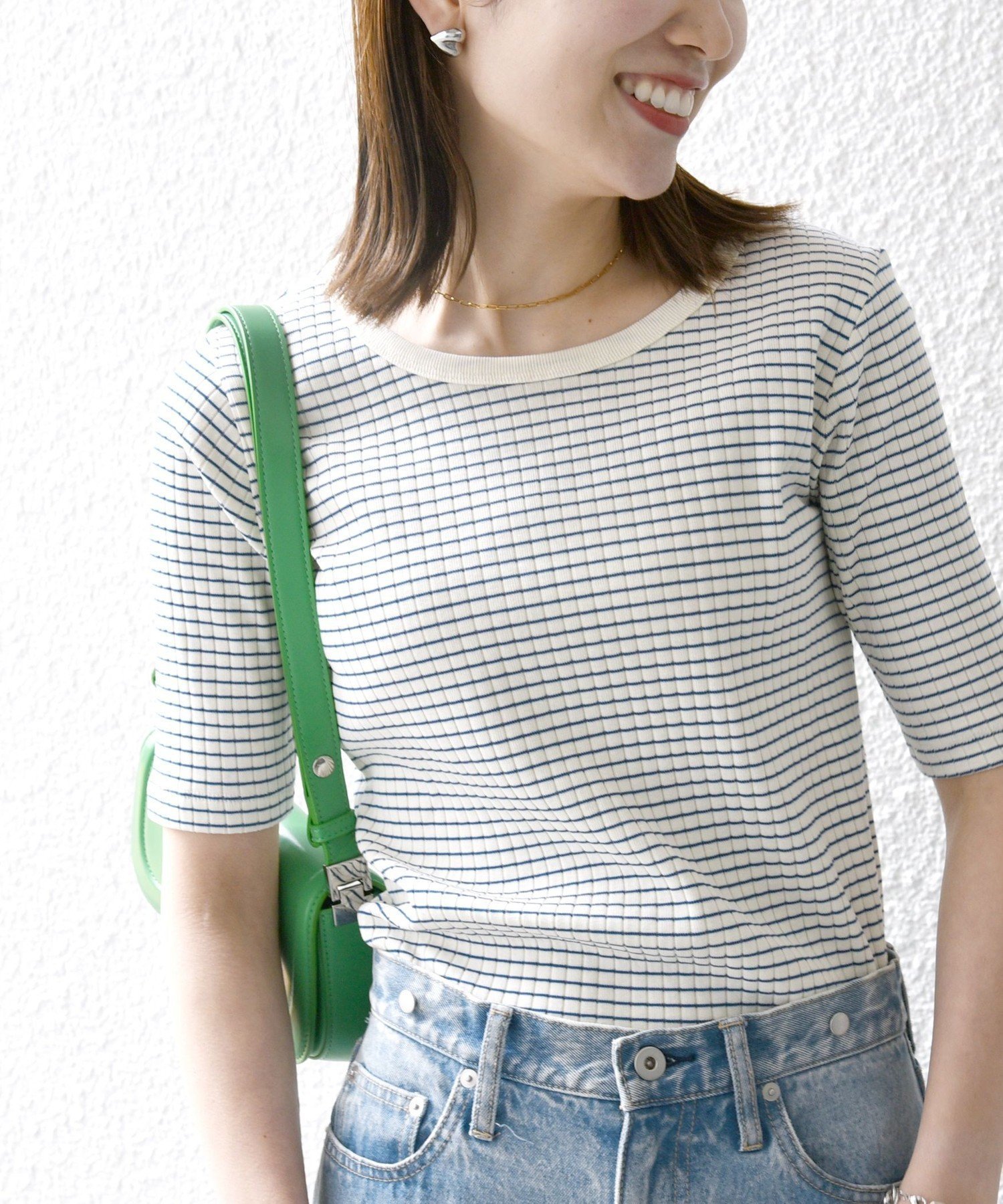 【シップス フォー ウィメン/SHIPS】のSHIPS any 洗濯機可能 テレコ リブ ハーフスリーブ TEE インテリア・キッズ・メンズ・レディースファッション・服の通販 founy(ファニー) 　ファッション　Fashion　レディースファッション　Fashion for Women　イエロー　Yellow　インナー　Innerwear　カットソー　Cut and Sewn Top　キャミワンピース　Cami Dress, Slip Dress　スリーブ　Sleeve, Long Sleeve / Short Sleeve　テレコ　Ribbed, Rib Stitch　デニム　Denim, Jeans Material　定番　Standard, Basic Item　ハーフ　Half, Half-Length　ロング　Long, Long-Length　おすすめ　Recommended / Our Picks　ビジネス 仕事 通勤　Business / Work / Commuting　2026年　2026　ブルー|ID: prp329100004933583 ipo3291000000037030455