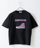 【マルカワ/MARUKAWA】のCONVERSE コンバース Tシャツ レディース ロゴ 刺繍 シューズ デザイン ティーシャツ ブラック柄B|ID: prp329100004933587 ipo3291000000037030470