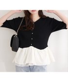 【ナチュラルクチュール/natural couture】の異素材ペプラム半袖ニット ブラック|ID: prp329100004933603 ipo3291000000037315071