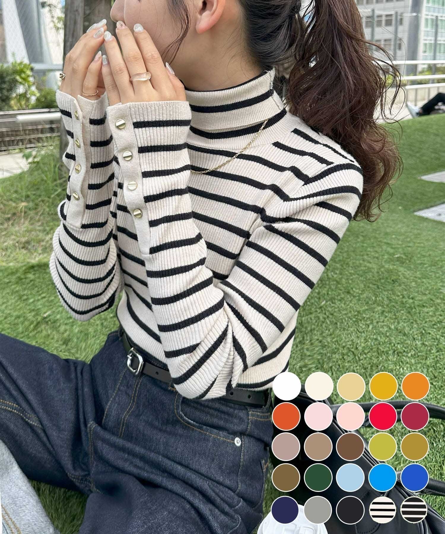 【ディスコート/Discoat】の【新色追加!】リブ袖口ボタンタートル《WEB限定カラーあり》 インテリア・キッズ・メンズ・レディースファッション・服の通販 founy(ファニー) 　ファッション　Fashion　レディースファッション　Fashion for Women　トップス・カットソー　Cut & Sew Tops　おすすめ　Recommended / Our Picks　インナー　Innerwear　ジャケット　Jacket, Outerwear　スラックス　Slacks, Dress Pants　タートル　Turtleneck, Turtle Collar　タートルネック　Turtleneck, High Neck　デニム　Denim, Jeans Material　フィット　Fit, Slim Fit　ベスト　Vest, Waistcoat　トープ|ID: prp329100004933607 ipo3291000000037030592