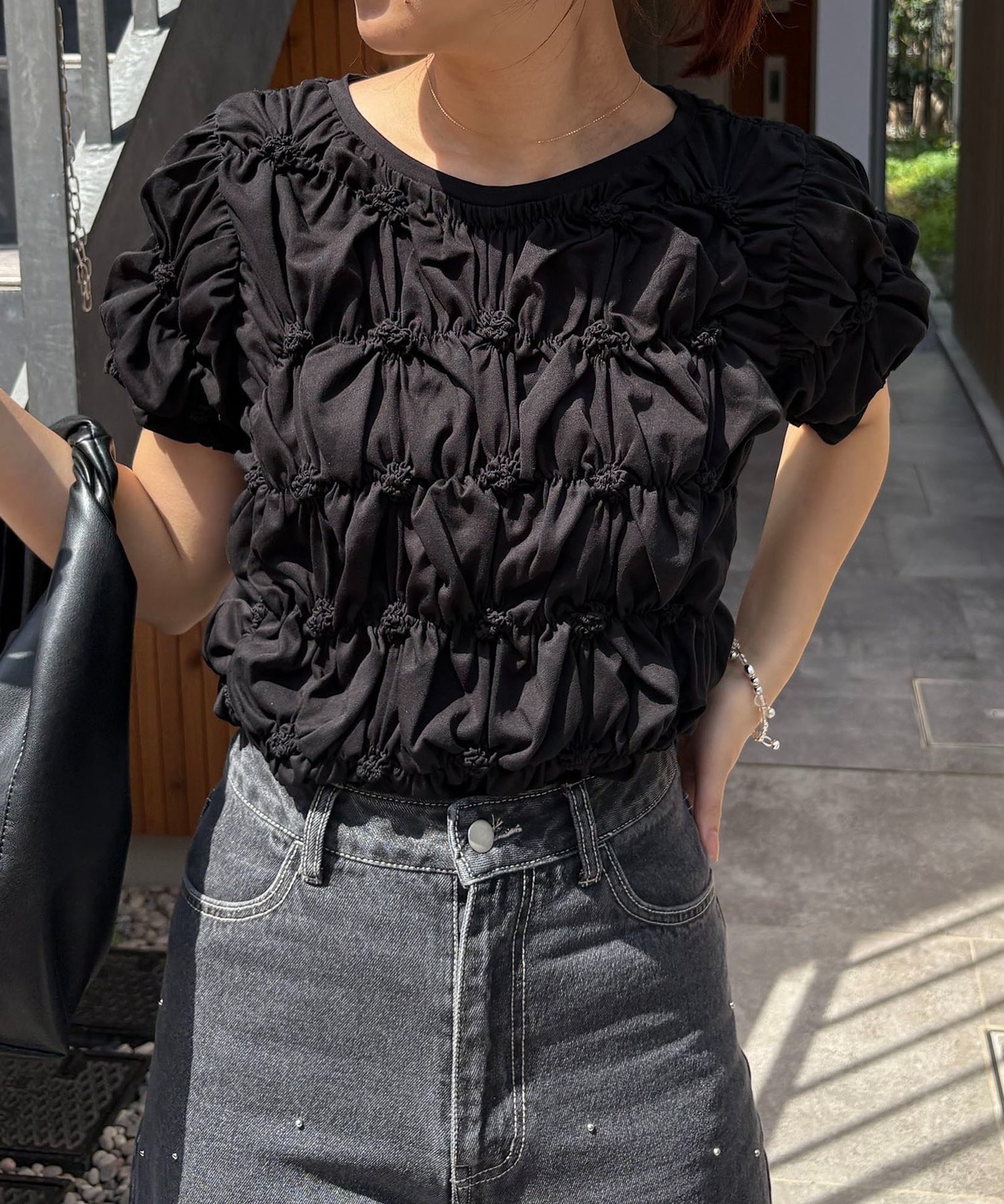 【カプリシューレマージュ/CAPRICIEUX LEMAGE】の【新色イエロー・チャコールグレー】シャーリングホイップT インテリア・キッズ・メンズ・レディースファッション・服の通販 founy(ファニー) 　ファッション　Fashion　レディースファッション　Fashion for Women　おすすめ　Recommended / Our Picks　イエロー　Yellow　シャーリング　Shirring, Ruched　シンプル　Simple, Minimal　デニム　Denim, Jeans Material　フリル　Frill, Ruffle　ボトム　Bottoms, Lower Wear　マキシ　Maxi, Full Length　ブラック|ID: prp329100004933629 ipo3291000000037030751