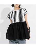 【コカ/COCA】のクルーネックドッキングギャザートップス 人気、トレンドファッション・服の通販 founy(ファニー) ファッション Fashion レディースファッション Fashion for Women トップス・カットソー Cut & Sew Tops 春 Spring カットソー Cut and Sewn Top ギャザー Gathered, Ruffled シンプル Simple, Minimal スリーブ Sleeve, Long Sleeve / Short Sleeve デニム Denim, Jeans Material ドッキング Docking, Mixed Material フレア Flare, Flared フレンチ French, French Style ポケット Pocket, Pocket Detail 半袖 Short Sleeve, Half Sleeve 夏 Summer ビジネス 仕事 通勤 Business / Work / Commuting 2026年 2026 thumbnail Border|ID: prp329100004933632 ipo3291000000037030769