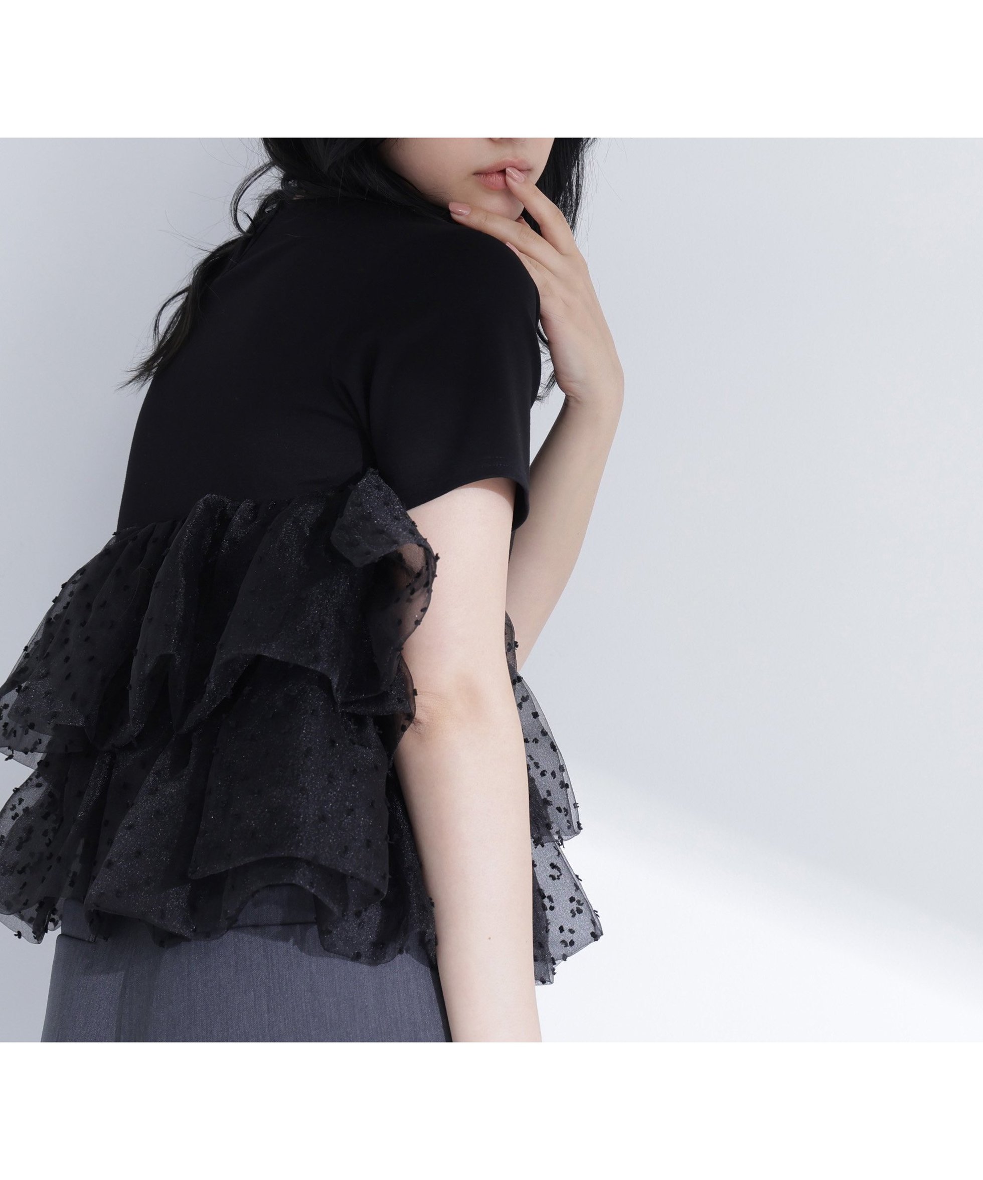 【ナチュラル ビューティー ベーシック/NATURAL BEAUTY BASIC】のカットドビーティアードカットソー インテリア・キッズ・メンズ・レディースファッション・服の通販 founy(ファニー) 　ファッション　Fashion　レディースファッション　Fashion for Women　トップス・カットソー　Cut & Sew Tops　カットソー・ベーシックTシャツ　Cut-and-Sewn Tops / Stretch Tees & Basics　アシンメトリー　Asymmetrical Style　カットソー　Cut and Sewn Top　ティアード　Tiered, Tiered Style　ブラック|ID: prp329100004933633 ipo3291000000037030771