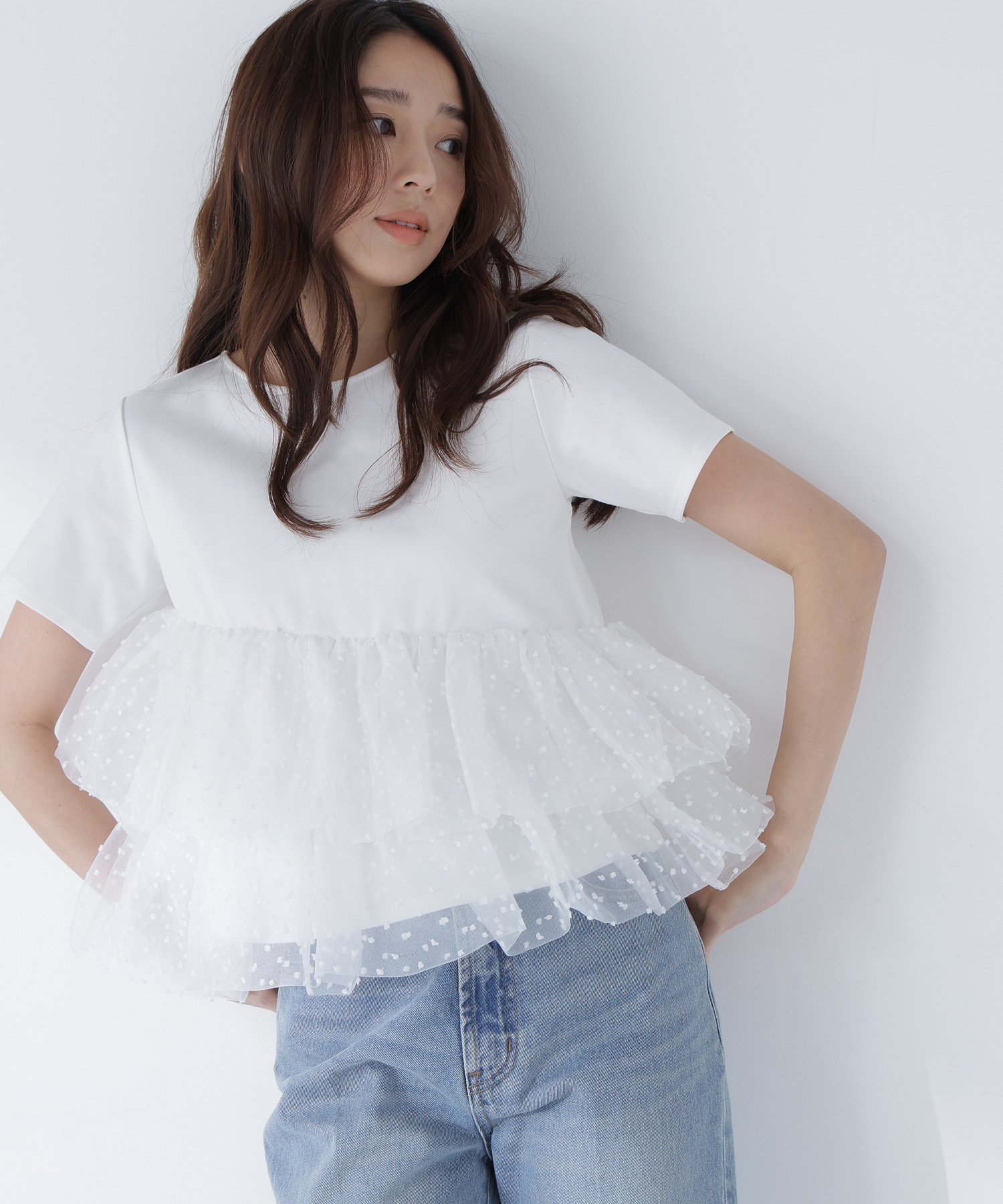 【ナチュラル ビューティー ベーシック/NATURAL BEAUTY BASIC】のカットドビーティアードカットソー インテリア・キッズ・メンズ・レディースファッション・服の通販 founy(ファニー) 　ファッション　Fashion　レディースファッション　Fashion for Women　トップス・カットソー　Cut & Sew Tops　カットソー・ベーシックTシャツ　Cut-and-Sewn Tops / Stretch Tees & Basics　アシンメトリー　Asymmetrical Style　カットソー　Cut and Sewn Top　ティアード　Tiered, Tiered Style　オフホワイト1|ID: prp329100004933633 ipo3291000000037030772