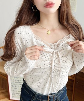 【モーメントプラス/moment+ / MEN】の無地*ドット*花柄フロントレースギャザーリボン長袖トップス 人気、トレンドファッション・服の通販 founy(ファニー) ファッション Fashion メンズファッション Fashion for Men トップス・カットソー Cut & Sew Tops イエロー Yellow カットソー Cut and Sewn Top ガーリー Girly, Feminine Style ギャザー Gathered, Ruffled シューズ Shoes, Footwear シンプル Simple, Minimal スラックス Slacks, Dress Pants ダウン Down, Puffer デニム Denim, Jeans Material トレンド Trend, Trending Now ドット Polka Dot, Dot Pattern なめらか Smooth, Silky Texture 長袖 Long Sleeve, Full Sleeve ハーフ Half, Half-Length バレエ Ballet, Ballet Style フィット Fit, Slim Fit フェミニン Feminine, Girly フレア Flare, Flared フロント Front, Front Design ベーシック Basic, Essential ボトム Bottoms, Lower Wear ミニスカート Mini Skirt, Short Skirt 無地 Plain, Solid Color リボン Ribbon, Bow レース Lace, Lace Fabric A/W・秋冬 Autumn/Winter 再入荷 Restock / Back in Stock |ID:prp329100004933638