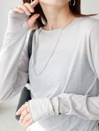 【ディスコート/Discoat】の【WEB限定】シアーラメプリントロングスリーブTシャツ 人気、トレンドファッション・服の通販 founy(ファニー) ファッション Fashion レディースファッション Fashion for Women トップス・カットソー Cut & Sew Tops シャツ・ブラウス・オフィスカジュアル Elegant Blouses & Button-Ups ロングTシャツ・Tシャツ Longline T-Shirts & Tees インナー Innerwear シアー Sheer, See-Through シンプル Simple, Minimal スリーブ Sleeve, Long Sleeve / Short Sleeve ロング Long, Long-Length thumbnail グレー|ID: prp329100004933645 ipo3291000000037030841