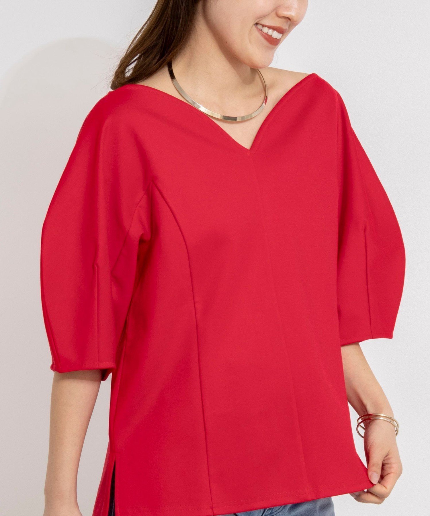 【ノーリーズ/NOLLEY'S】の【WEB限定】ウォッシャブルハートネックカットソー インテリア・キッズ・メンズ・レディースファッション・服の通販 founy(ファニー) 　ファッション　Fashion　レディースファッション　Fashion for Women　トップス・カットソー　Cut & Sew Tops　カットソー・ベーシックTシャツ　Cut-and-Sewn Tops / Stretch Tees & Basics　スリーブ　Sleeve, Long Sleeve / Short Sleeve　デコルテ　Décolleté, Neckline　バランス　Balance, Style Balance　おすすめ　Recommended / Our Picks　2026年　2026　レッド|ID: prp329100004933655 ipo3291000000037030894