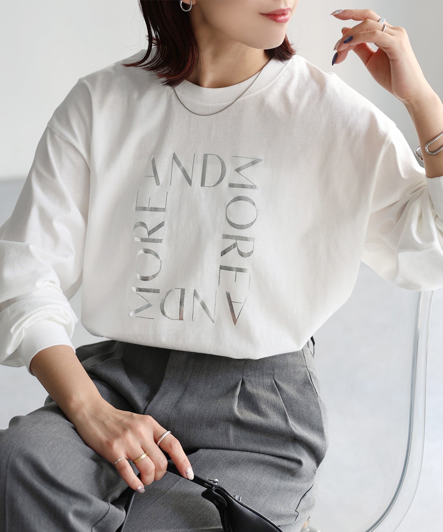 【リベリー/Riberry】の《イージーケア》スクエアロゴプリントロンT 人気、トレンドファッション・服の通販 founy(ファニー) 　ファッション　Fashion　レディースファッション　Fashion for Women　トップス・カットソー　Cut & Sew Tops　ロングTシャツ・Tシャツ　Longline T-Shirts & Tees　インナー　Innerwear　コンパクト　Compact, Small Size　サロペット　Overalls, Salopette　シンプル　Simple, Minimal　スクエア　Square, Square Shape　スラックス　Slacks, Dress Pants　デニム　Denim, Jeans Material　人気　Popular, Best Seller　長袖　Long Sleeve, Full Sleeve　プリント　Print, Printed Pattern　ボトム　Bottoms, Lower Wear　マーメイド　Mermaid, Fishtail Silhouette　リラックス　Relax, Relaxed Fit　ロング　Long, Long-Length　再入荷　Restock / Back in Stock　おすすめ　Recommended / Our Picks　 other-1|ID: prp329100004933656 ipo3291000000037030895