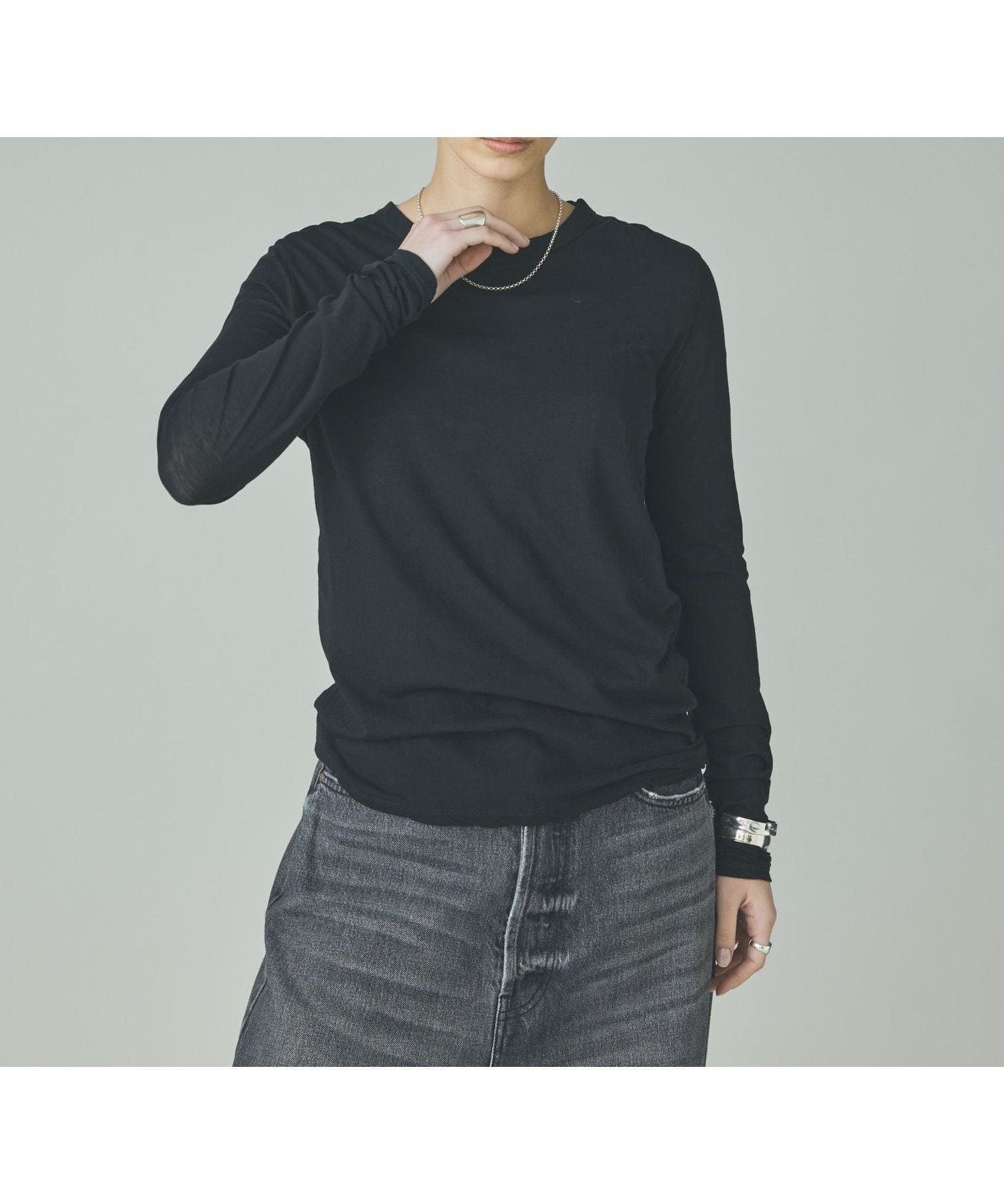 【カレンソロジー/Curensology】の5AWARENESS ロングスリーブTシャツ インテリア・キッズ・メンズ・レディースファッション・服の通販 founy(ファニー) 　ファッション　Fashion　レディースファッション　Fashion for Women　トップス・カットソー　Cut & Sew Tops　シャツ・ブラウス・オフィスカジュアル　Elegant Blouses & Button-Ups　ロングTシャツ・Tシャツ　Longline T-Shirts & Tees　エレガント 上品　Elegant　カットソー　Cut and Sewn Top　サロペット　Overalls, Salopette　シアー　Sheer, See-Through　スリーブ　Sleeve, Long Sleeve / Short Sleeve　フィット　Fit, Slim Fit　プレミアム　Premium, High-End　ロング　Long, Long-Length　ブラック09|ID: prp329100004933661 ipo3291000000037030925