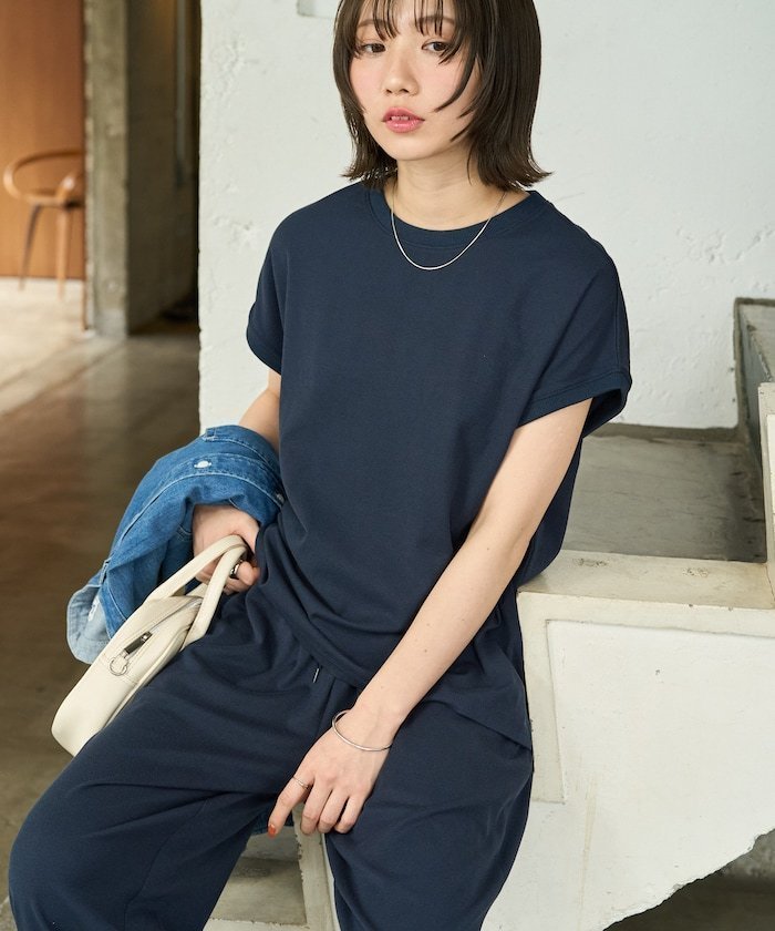 【フリークスストア/FREAK'S STORE】の限定展開 ハイツイスト フレンチ スリーブ セットアップ(Tシャツ・ワイドパンツ) インテリア・キッズ・メンズ・レディースファッション・服の通販 founy(ファニー) 　ファッション　Fashion　レディースファッション　Fashion for Women　セットアップ　Matching Sets　レディースパンツ・ボトムス　Pants & Trousers / Bottoms　2026年　2026　スリーブ　Sleeve, Long Sleeve / Short Sleeve　セットアップ　Set-Up, Coordinated Outfit　ツイスト　Tweed, Tweed Fabric　フレンチ　French, French Style　リラックス　Relax, Relaxed Fit　ワイド　Wide, Wide Fit　エレガント 上品　Elegant　夏　Summer　S/S・春夏　SS, Spring/Summer, Warm Season　ネイビー|ID: prp329100004933664 ipo3291000000037030939