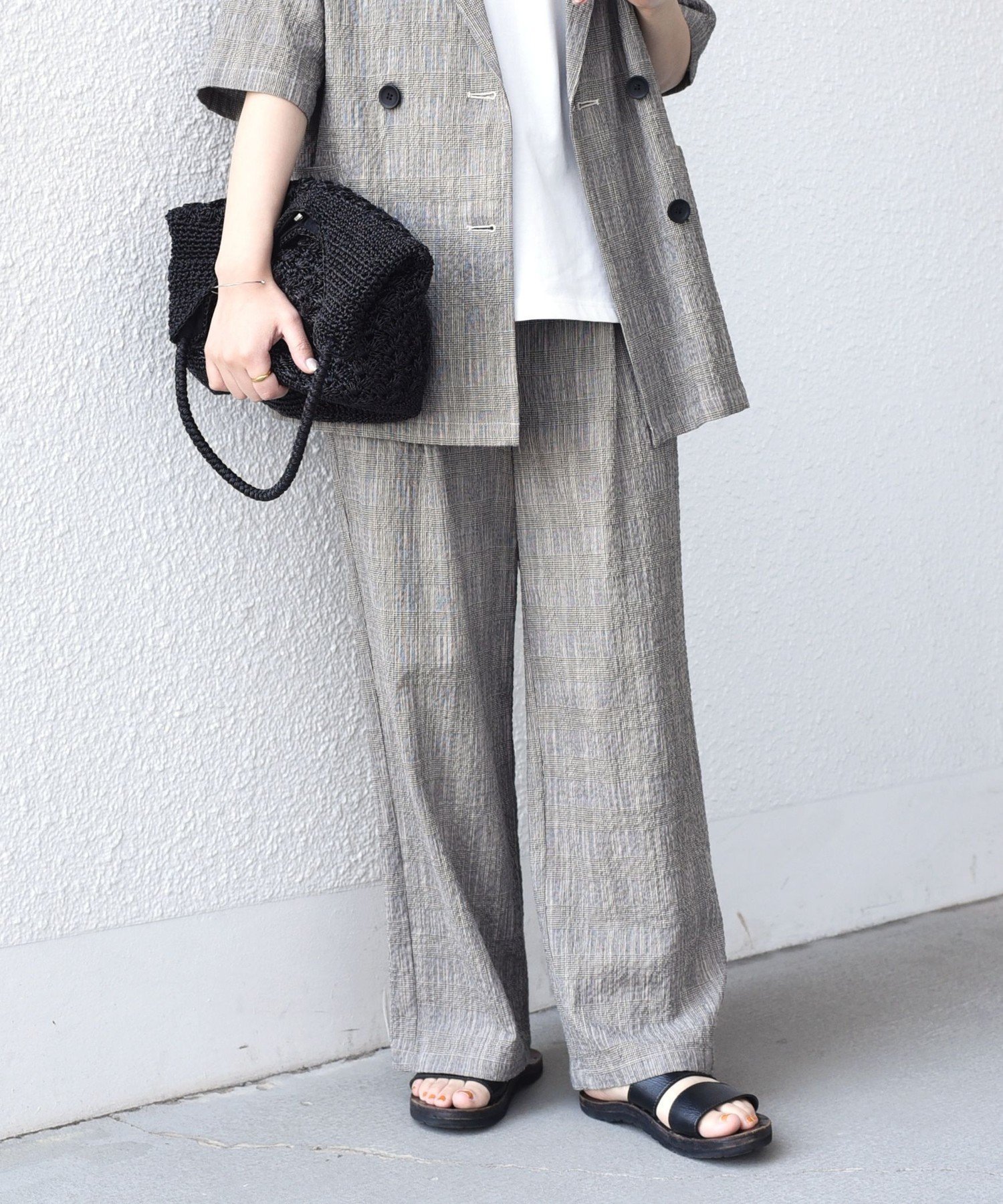 【シップス フォー ウィメン/SHIPS】のSHIPS Colors 手洗い可能 バンピー スラブ チェック イージーパンツ インテリア・キッズ・メンズ・レディースファッション・服の通販 founy(ファニー) 　ファッション　Fashion　レディースファッション　Fashion for Women　パンツ　Pants & Trousers　春　Spring　ジャケット　Jacket, Outerwear　セットアップ　Set-Up, Coordinated Outfit　チェック　Check, Plaid, Tartan　テーパード　Tapered, Tapered Pants　半袖　Short Sleeve, Half Sleeve　メンズ　Men's, Menswear　モノトーン　Monotone, Black and White　リネン　Linen, Linen Fabric　リラックス　Relax, Relaxed Fit　S/S・春夏　SS, Spring/Summer, Warm Season　アウトレット　Outlet / Clearance　おすすめ　Recommended / Our Picks　夏　Summer　ビジネス 仕事 通勤　Business / Work / Commuting　2026年　2026　ブラック|ID: prp329100004933677 ipo3291000000037031000