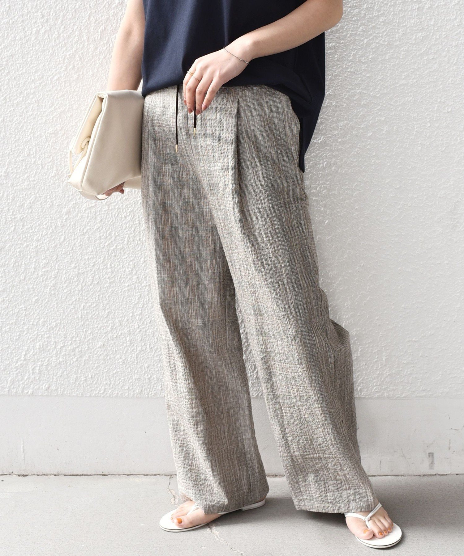 【シップス フォー ウィメン/SHIPS】のSHIPS Colors 手洗い可能 バンピー スラブ チェック イージーパンツ インテリア・キッズ・メンズ・レディースファッション・服の通販 founy(ファニー) 　ファッション　Fashion　レディースファッション　Fashion for Women　パンツ　Pants & Trousers　春　Spring　ジャケット　Jacket, Outerwear　セットアップ　Set-Up, Coordinated Outfit　チェック　Check, Plaid, Tartan　テーパード　Tapered, Tapered Pants　半袖　Short Sleeve, Half Sleeve　メンズ　Men's, Menswear　モノトーン　Monotone, Black and White　リネン　Linen, Linen Fabric　リラックス　Relax, Relaxed Fit　S/S・春夏　SS, Spring/Summer, Warm Season　アウトレット　Outlet / Clearance　おすすめ　Recommended / Our Picks　夏　Summer　ビジネス 仕事 通勤　Business / Work / Commuting　2026年　2026　ブラウン|ID: prp329100004933677 ipo3291000000037031001