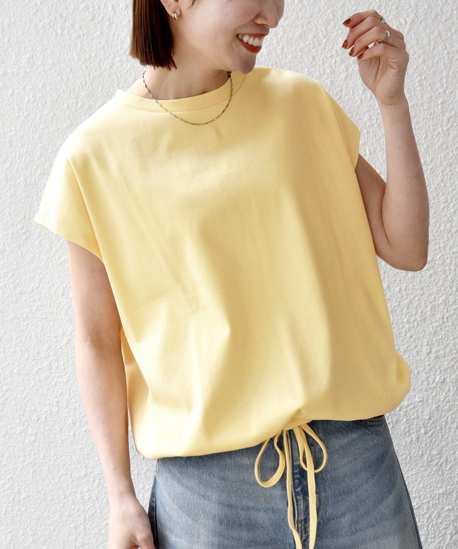 【シップス フォー ウィメン/SHIPS】のSHIPS any 接触冷感/汗染み防止加工/洗濯機可能 ドロスト フレンチスリーブ TEE インテリア・キッズ・メンズ・レディースファッション・服の通販 founy(ファニー) 　ファッション　Fashion　レディースファッション　Fashion for Women　イエロー　Yellow　洗える　Machine Washable　コンパクト　Compact, Small Size　スリーブ　Sleeve, Long Sleeve / Short Sleeve　デニム　Denim, Jeans Material　ドローストリング　Drawstring, Pull Cord　フレンチ　French, French Style　ボトム　Bottoms, Lower Wear　ワイド　Wide, Wide Fit　2026年　2026　イエロー|ID: prp329100004933688 ipo3291000000037031070