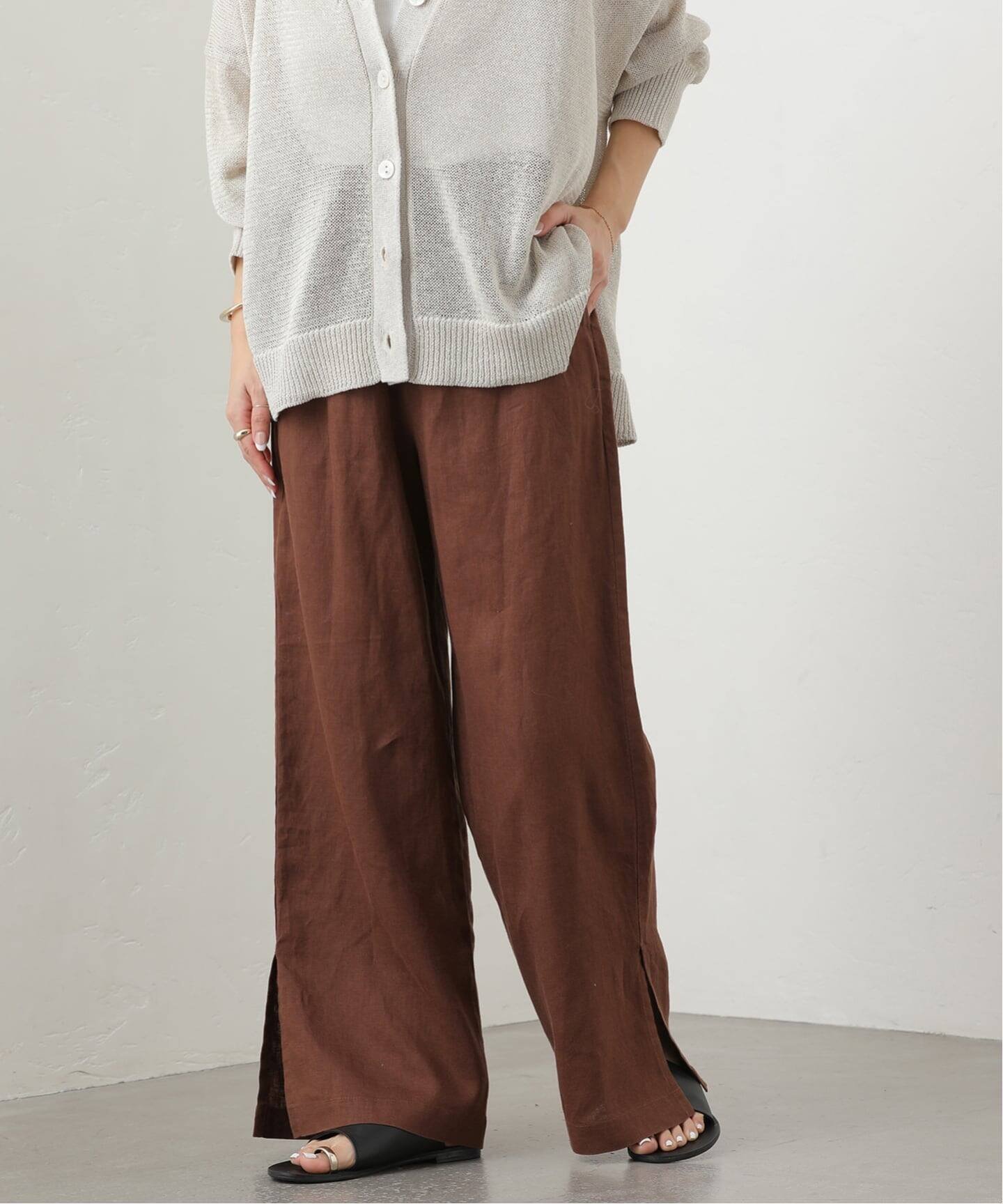 【ジャーナルスタンダード レリューム/JOURNAL STANDARD relume】の《一部WEB限定追加 / 新色 / 新サイズ》麻スリットイージーパンツ インテリア・キッズ・メンズ・レディースファッション・服の通販 founy(ファニー) 　ファッション　Fashion　レディースファッション　Fashion for Women　パンツ　Pants & Trousers　2026年　2026　イエロー　Yellow　夏　Summer　ブラウン A|ID: prp329100004933695 ipo3291000000037031104