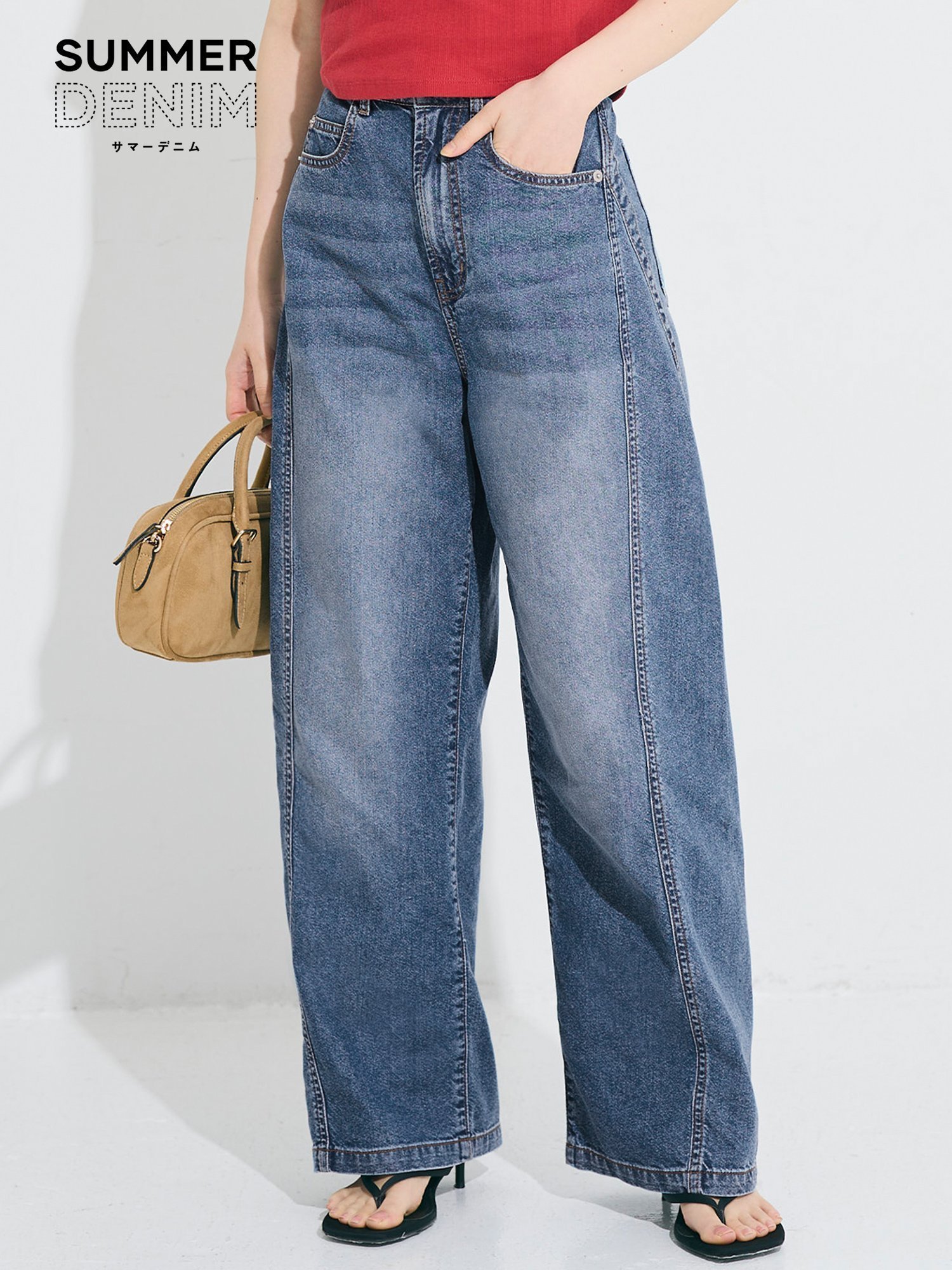 【コカ/COCA】の【接触冷感/通気性】サマーデニムバギーカーブパンツ インテリア・キッズ・メンズ・レディースファッション・服の通販 founy(ファニー) 　ファッション　Fashion　レディースファッション　Fashion for Women　パンツ　Pants & Trousers　春　Spring　コンパクト　Compact, Small Size　軽量　Lightweight, Ultra Light　サマー　Summer, Summer Style　シンプル　Simple, Minimal　デニム　Denim, Jeans Material　トレンド　Trend, Trending Now　バランス　Balance, Style Balance　ポケット　Pocket, Pocket Detail　ワイド　Wide, Wide Fit　S/S・春夏　SS, Spring/Summer, Warm Season　おすすめ　Recommended / Our Picks　夏　Summer　2026年　2026　Blue|ID: prp329100004933700 ipo3291000000037031122