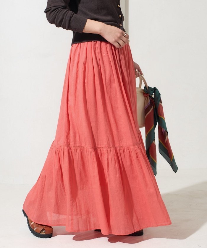 【フリークスストア/FREAK'S STORE】のインドティアード切り替えスカート【限定展開】 インテリア・キッズ・メンズ・レディースファッション・服の通販 founy(ファニー) 　ファッション　Fashion　レディースファッション　Fashion for Women　スカート　Skirts　2026年　2026　シンプル　Simple, Minimal　ティアードスカート　Tiered Skirt, Flounced Skirt　フレア　Flare, Flared　夏　Summer　春　Spring　S/S・春夏　SS, Spring/Summer, Warm Season　コーラルピンク|ID: prp329100004933705 ipo3291000000037031141
