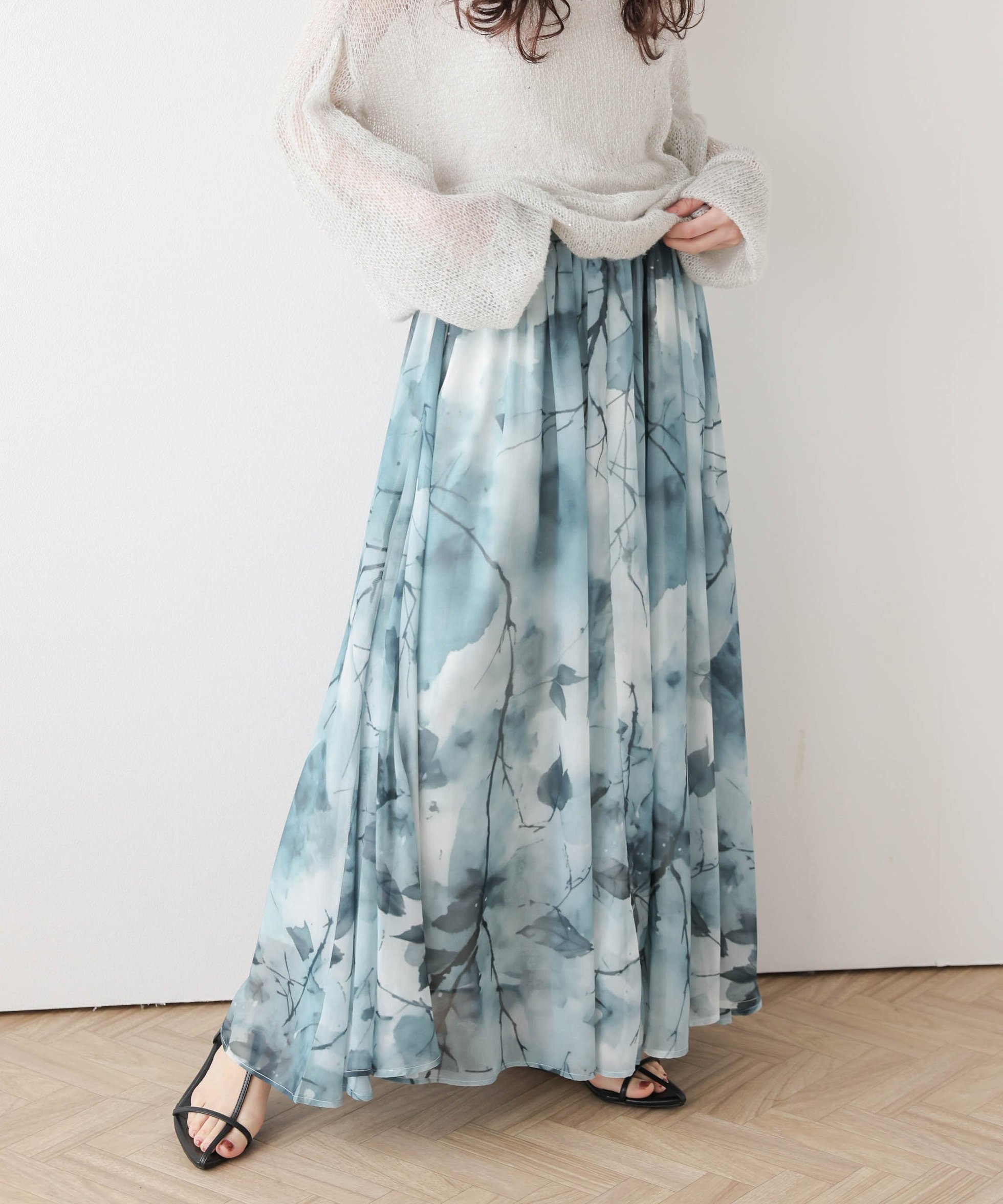 【ラジュール/Lajour】のニュアンスプリント シフォン フレアスカート 人気、トレンドファッション・服の通販 founy(ファニー) 　ファッション　Fashion　レディースファッション　Fashion for Women　スカート　Skirts　Aライン・フレアスカート　A-Line & Flared Skirts　エアリー　Airy Texture　シアー　Sheer, See-Through　シフォン　Chiffon, Lightweight Fabric　フェミニン　Feminine, Girly　フレア　Flare, Flared　プリント　Print, Printed Pattern　ロング　Long, Long-Length　 other-1|ID: prp329100004933706 ipo3291000000037031142