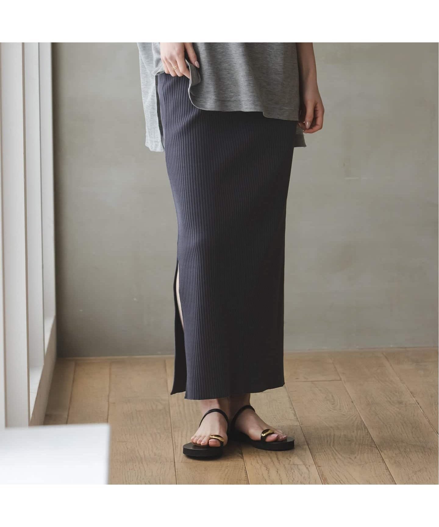 【ノーブル / スピック&スパン/NOBLE / Spick & Span】の《追加・WEB限定カラー》トタンテレコタイトスカート インテリア・キッズ・メンズ・レディースファッション・服の通販 founy(ファニー) 　ファッション　Fashion　レディースファッション　Fashion for Women　スカート　Skirts　シンプル　Simple, Minimal　スリット　Slit, Slit Detail　テレコ　Ribbed, Rib Stitch　ロング　Long, Long-Length　人気　Popular, Best Seller　定番　Standard, Basic Item　ネイビー A|ID: prp329100004933708 ipo3291000000037031156