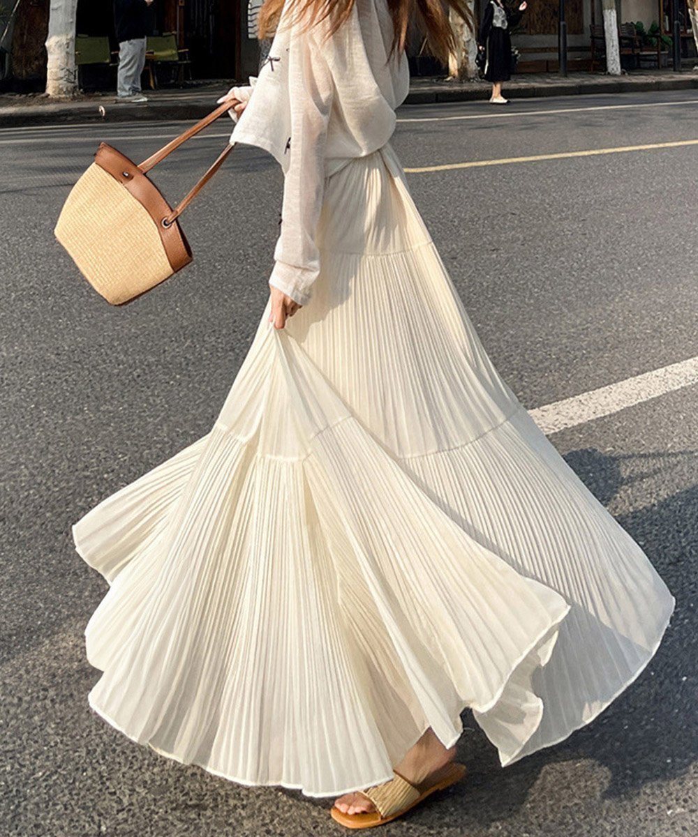 【ミニミニストア/miniministore】のシフォンスカート ロングプリーツスカート インテリア・キッズ・メンズ・レディースファッション・服の通販 founy(ファニー) 　ファッション　Fashion　レディースファッション　Fashion for Women　スカート　Skirts　プリーツスカート / 上品フェミニンスタイル　Pleated Skirts　イエロー　Yellow　春　Spring　シフォン　Chiffon, Lightweight Fabric　タンク　Tank Top, Sleeveless Top　フェミニン　Feminine, Girly　ラベンダー　Lavender　S/S・春夏　SS, Spring/Summer, Warm Season　夏　Summer　アイボリー|ID: prp329100004933715 ipo3291000000037031180