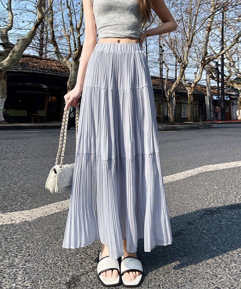 【ミニミニストア/miniministore】のシフォンスカート ロングプリーツスカート インテリア・キッズ・メンズ・レディースファッション・服の通販 founy(ファニー) 　ファッション　Fashion　レディースファッション　Fashion for Women　スカート　Skirts　プリーツスカート / 上品フェミニンスタイル　Pleated Skirts　イエロー　Yellow　春　Spring　シフォン　Chiffon, Lightweight Fabric　タンク　Tank Top, Sleeveless Top　フェミニン　Feminine, Girly　ラベンダー　Lavender　S/S・春夏　SS, Spring/Summer, Warm Season　夏　Summer　ブルーグレー|ID: prp329100004933715 ipo3291000000037031183