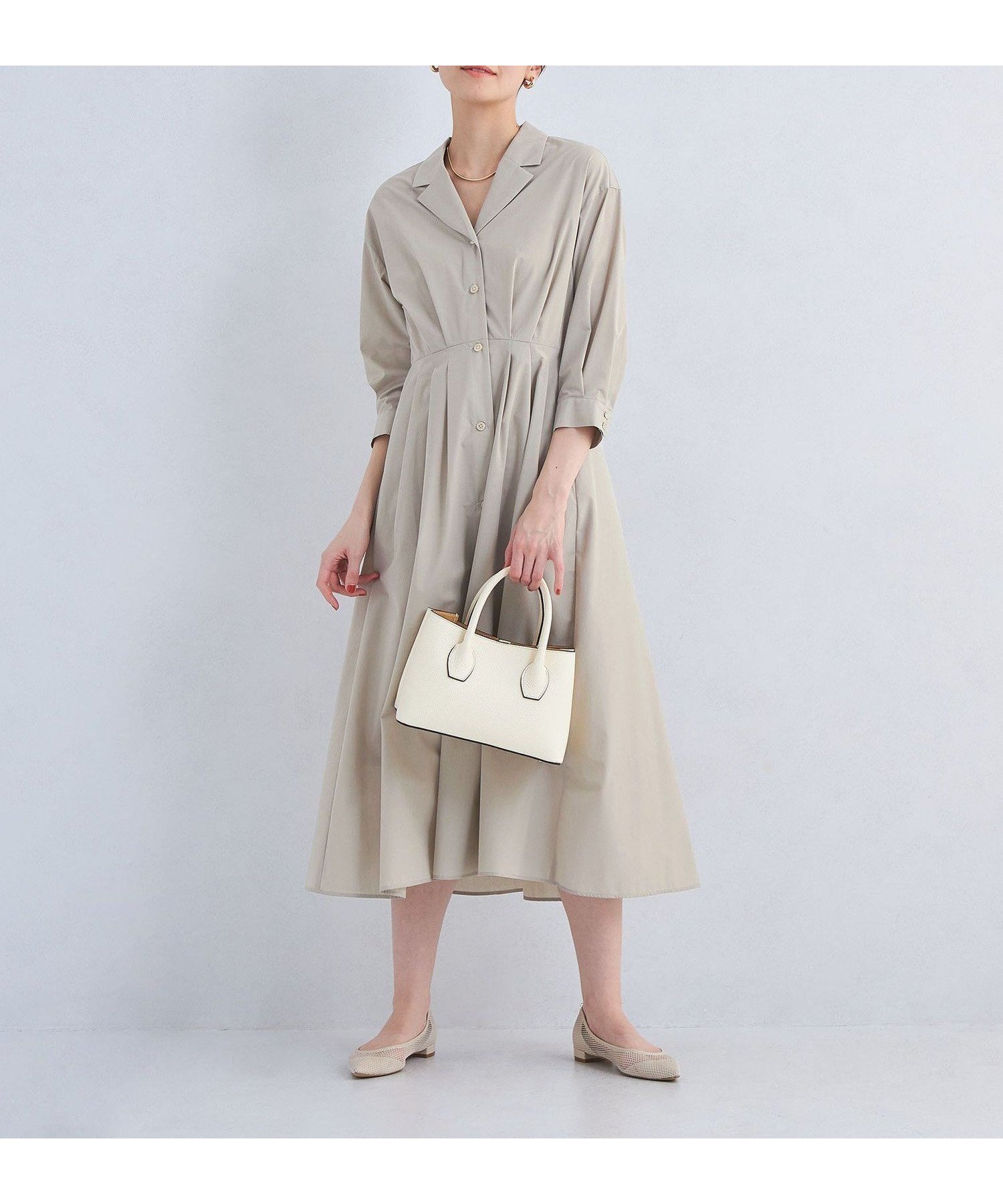 【ユナイテッドアローズ/UNITED ARROWS】のオープンカラー ワンピース インテリア・キッズ・メンズ・レディースファッション・服の通販 founy(ファニー) 　ファッション　Fashion　レディースファッション　Fashion for Women　ワンピース　Dresses　アンダー　Underwear Essentials　春　Spring　冬　Winter / This Winter　アウトレット　Outlet / Clearance　ビジネス 仕事 通勤　Business / Work / Commuting　BEIGE|ID: prp329100004933729 ipo3291000000037031243